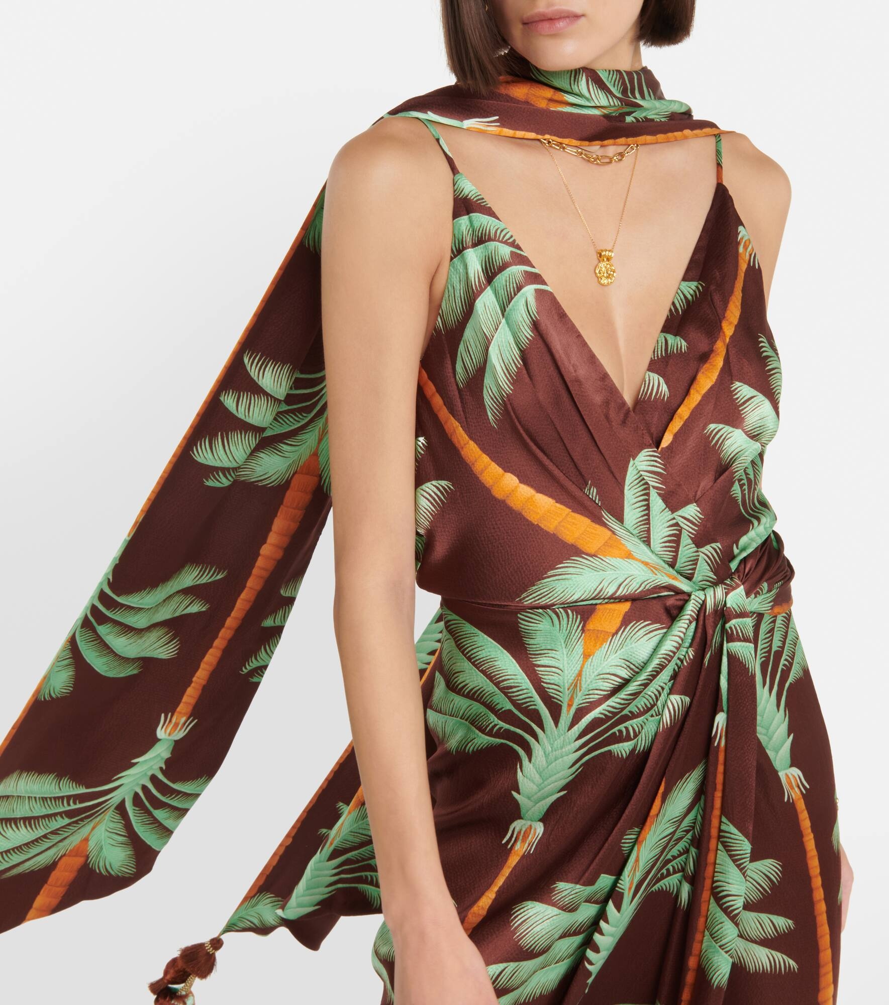 Embroidered printed silk maxi dress - 6