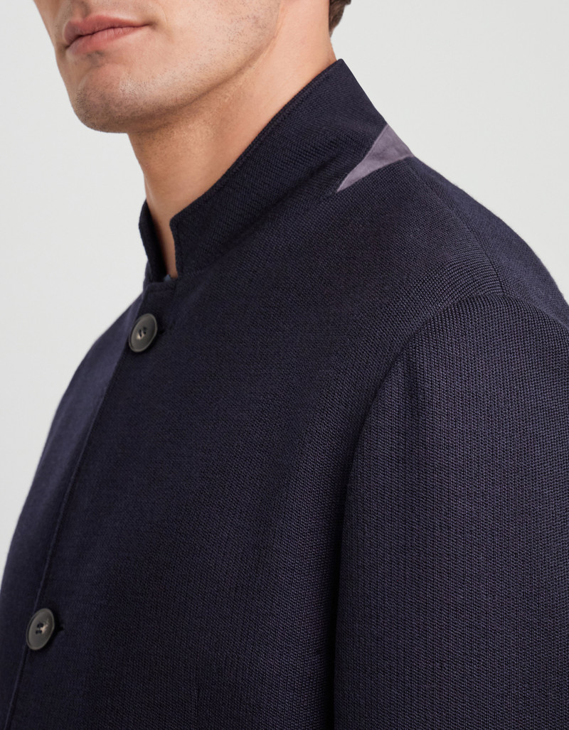NAVY BLUE WOOL AND COTTON JACKET 6