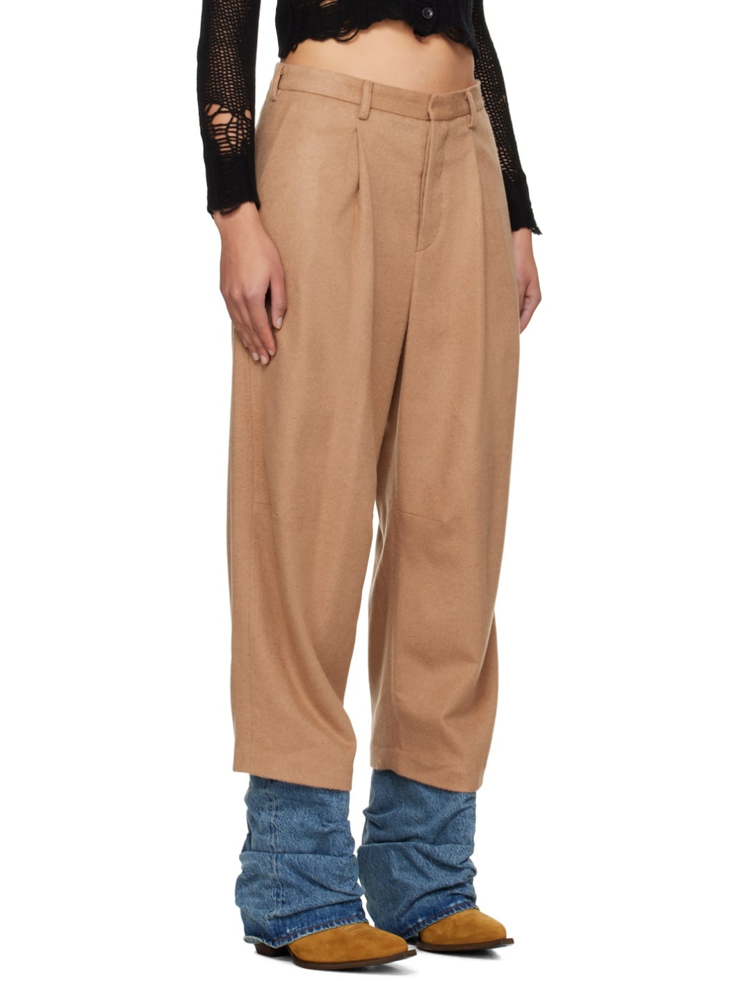 Tan Articulated Knee Trousers - 2