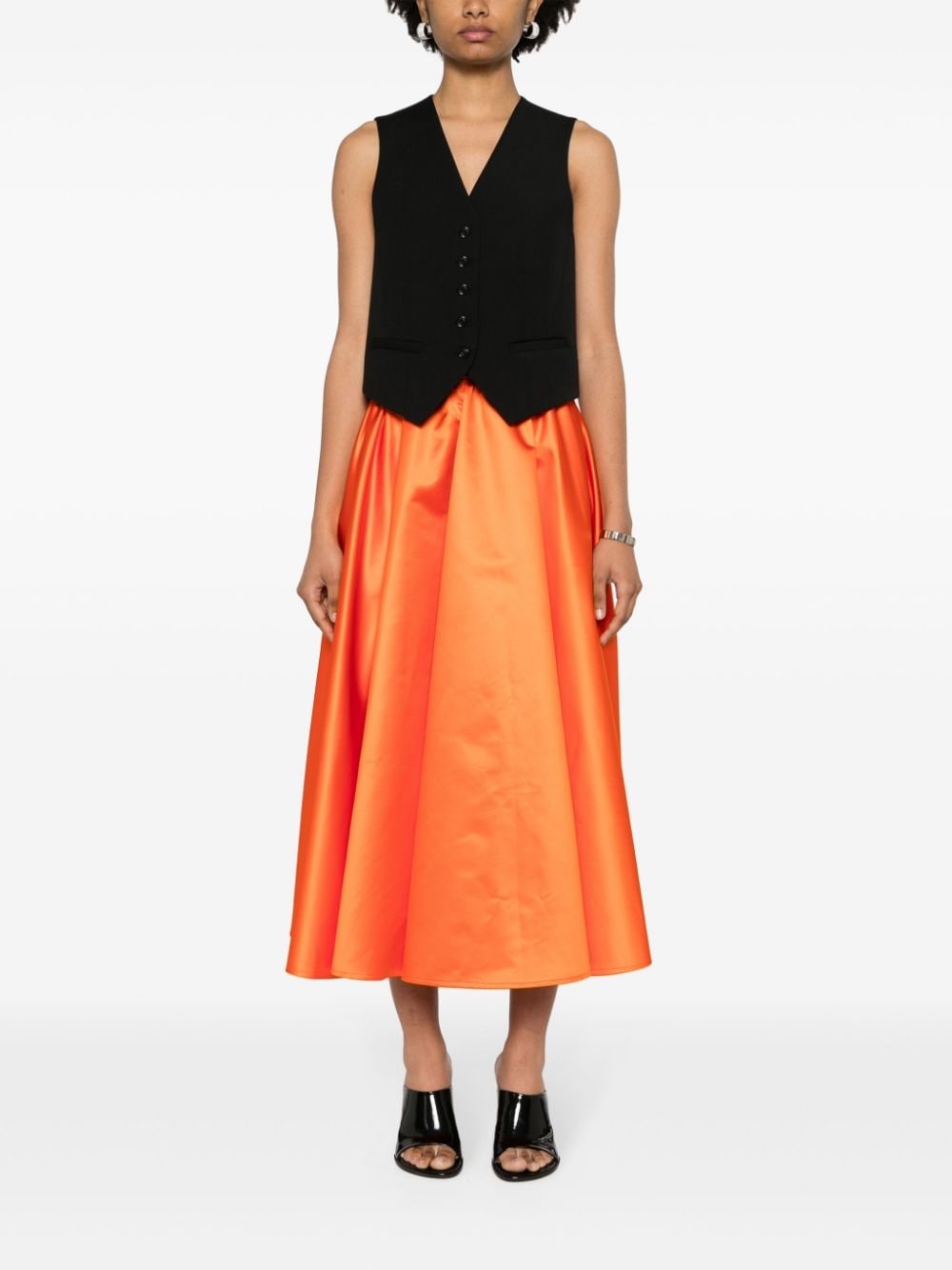 satin flared midi skirt - 2