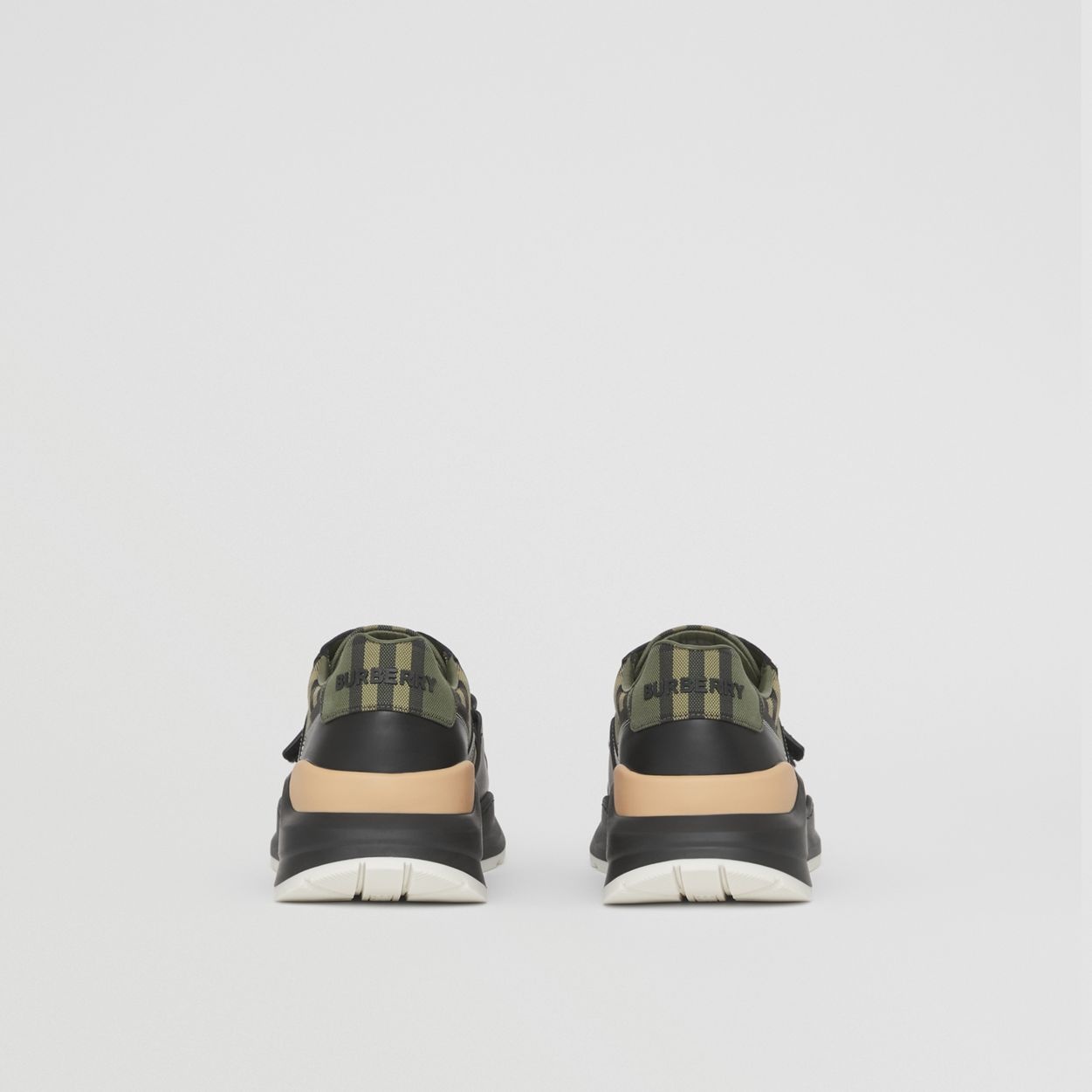 Check Cotton Canvas and Leather Sneakers - 6