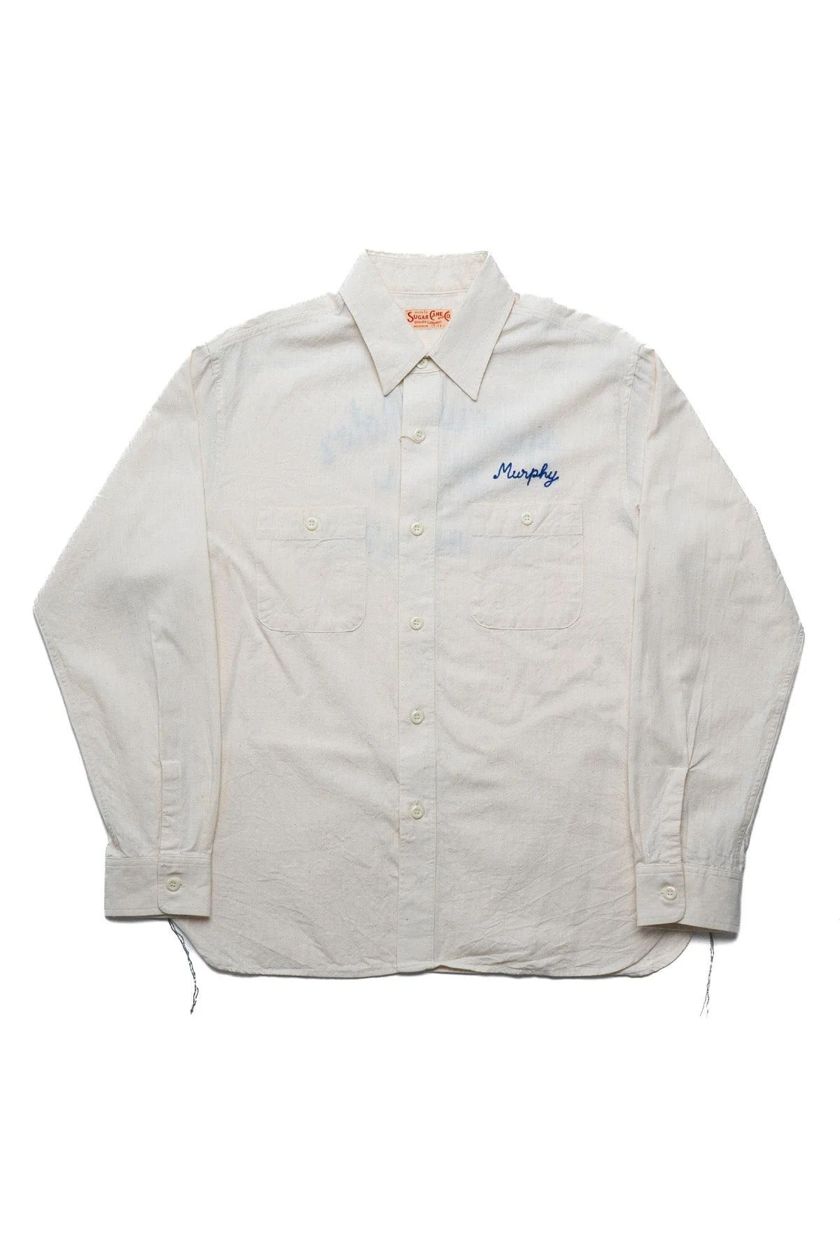 Chambray Work Shirt Chainstitch Embroidery - Off White - 1
