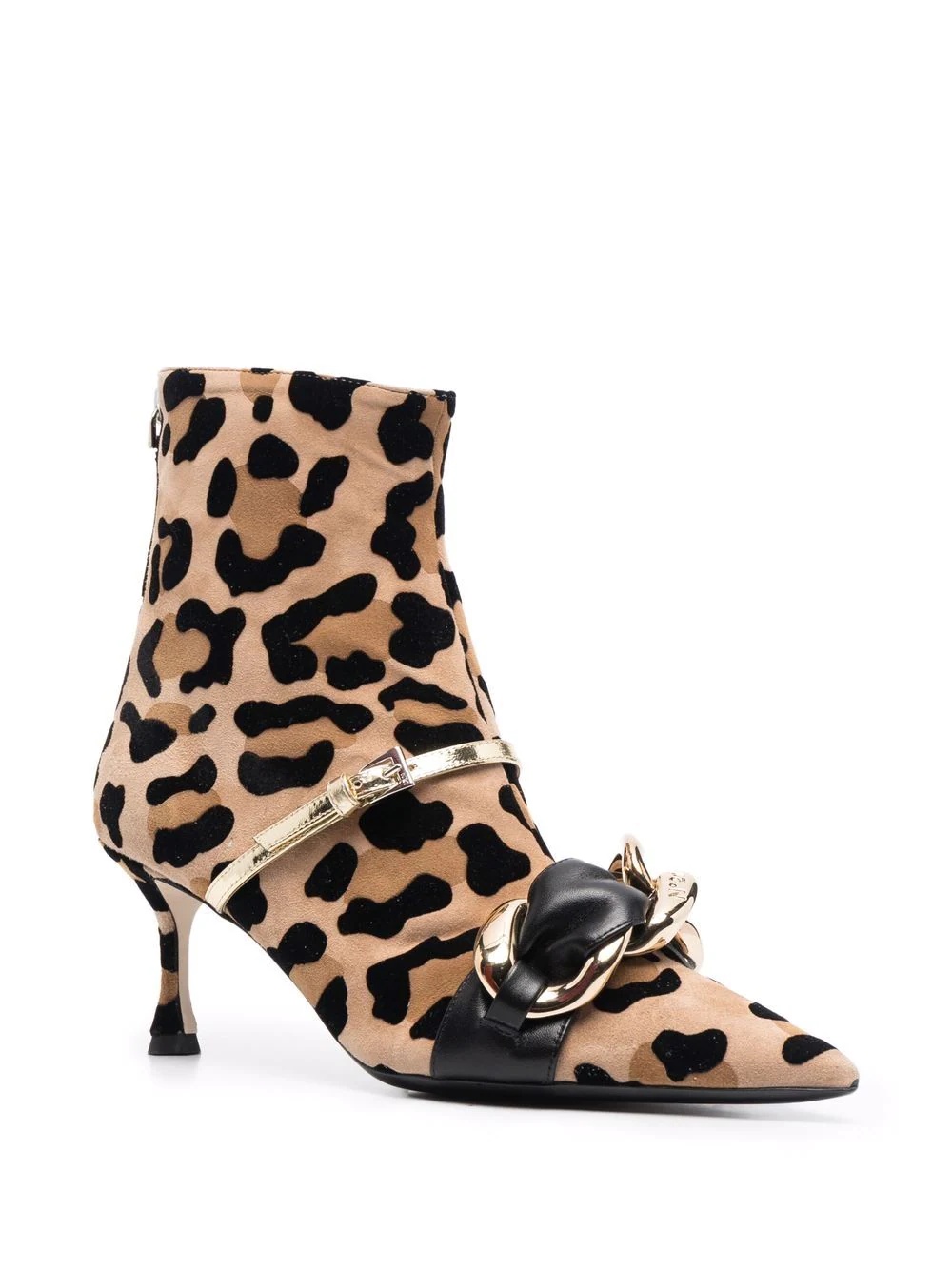 chain-link leopard-print ankle boots - 2