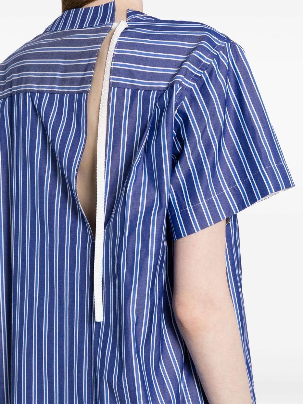 striped short-sleeve cotton minidress - 5