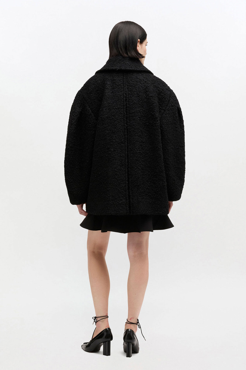 BLACK BOUCLE MIDI COAT 3