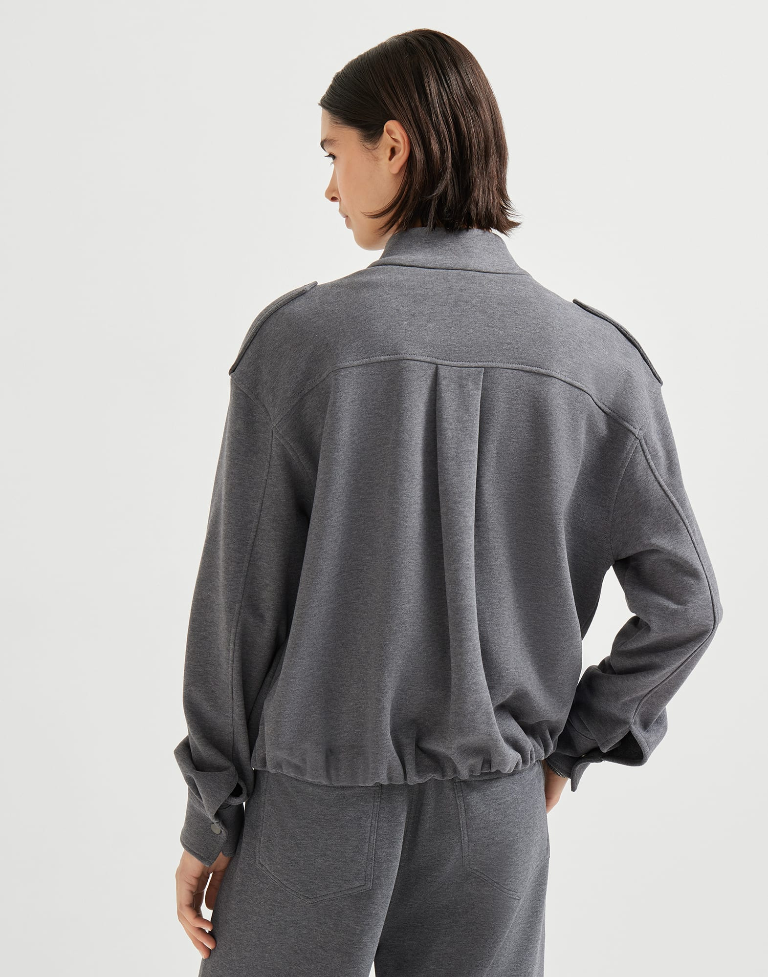 Cotton smooth French terry outerwear-style sweatshirt - 2