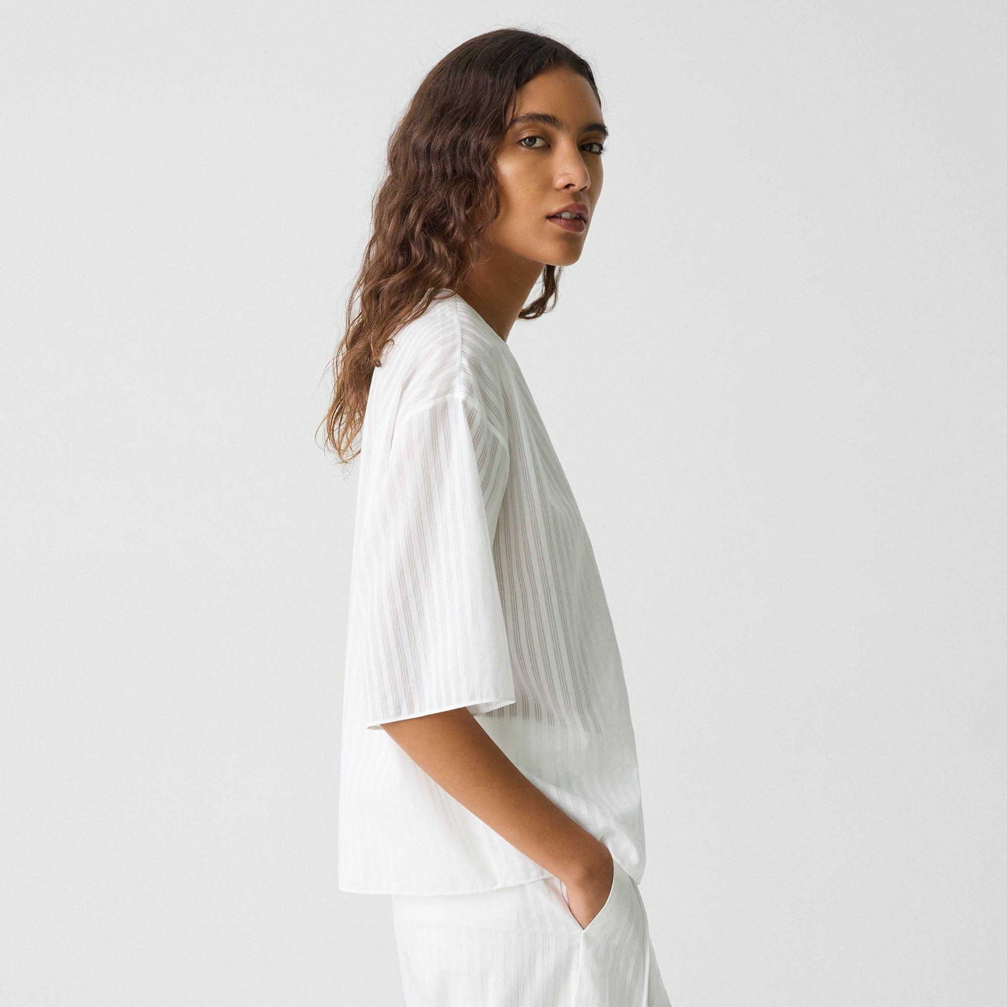 Boxy Tee in Linear Cotton - 3