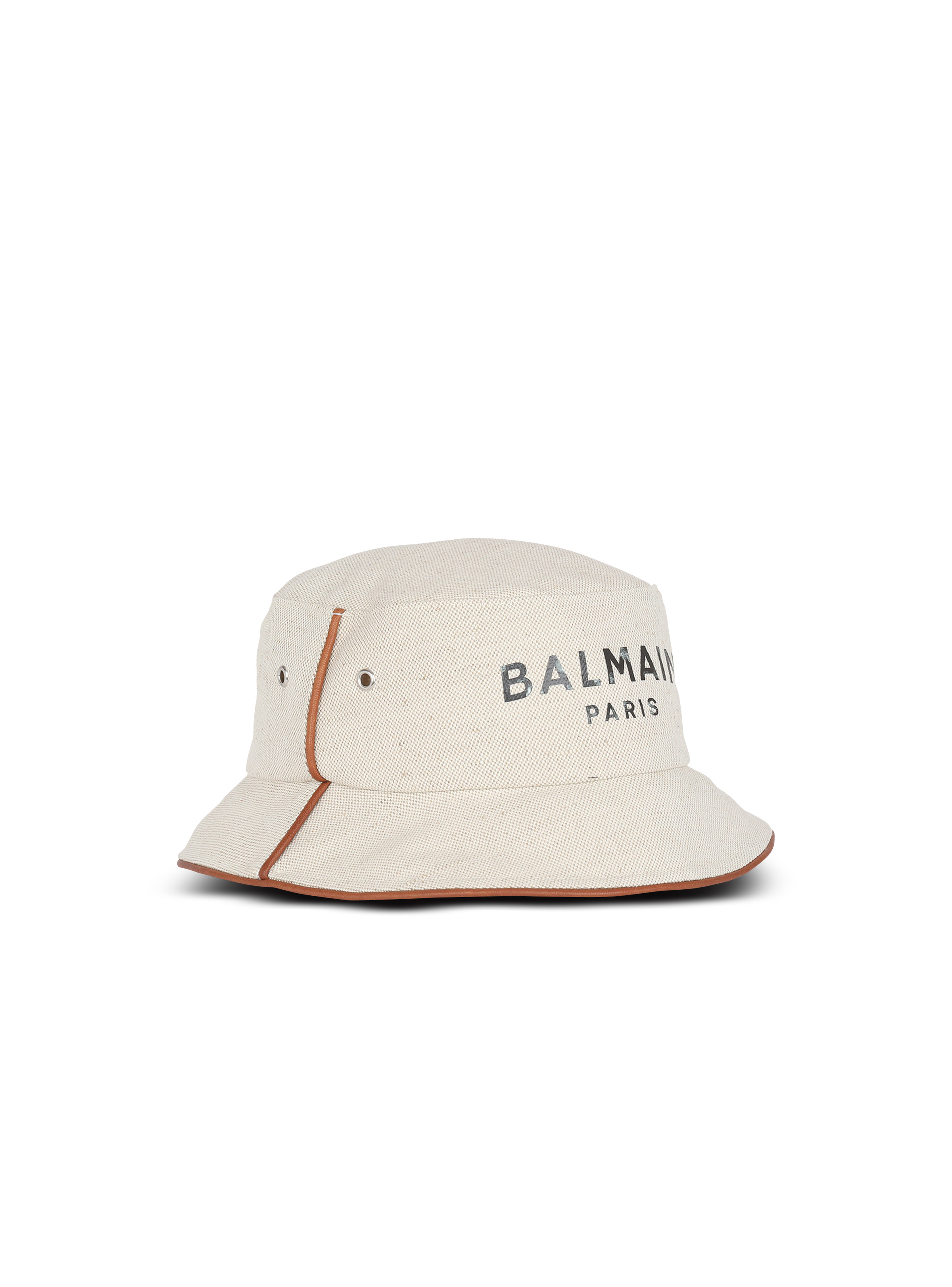 Cotton and leather B-Army bucket hat with Balmain logo - 4
