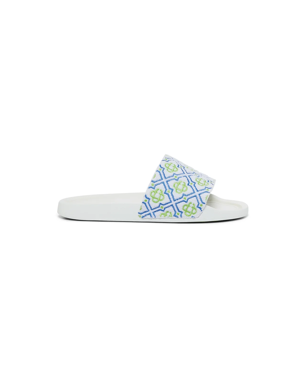 Mens White Monogram Pool Slides - 1