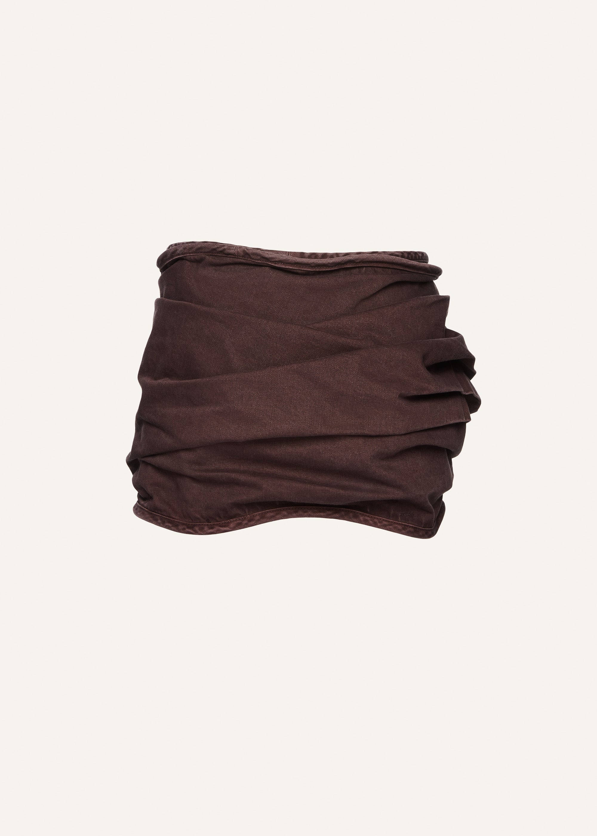 Floral appliqué denim mini skirt in brown - 2