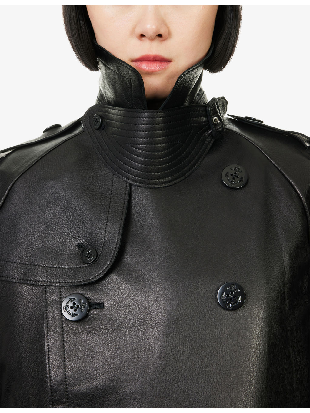 Layered Leather and Wool Knit Jacket - 6