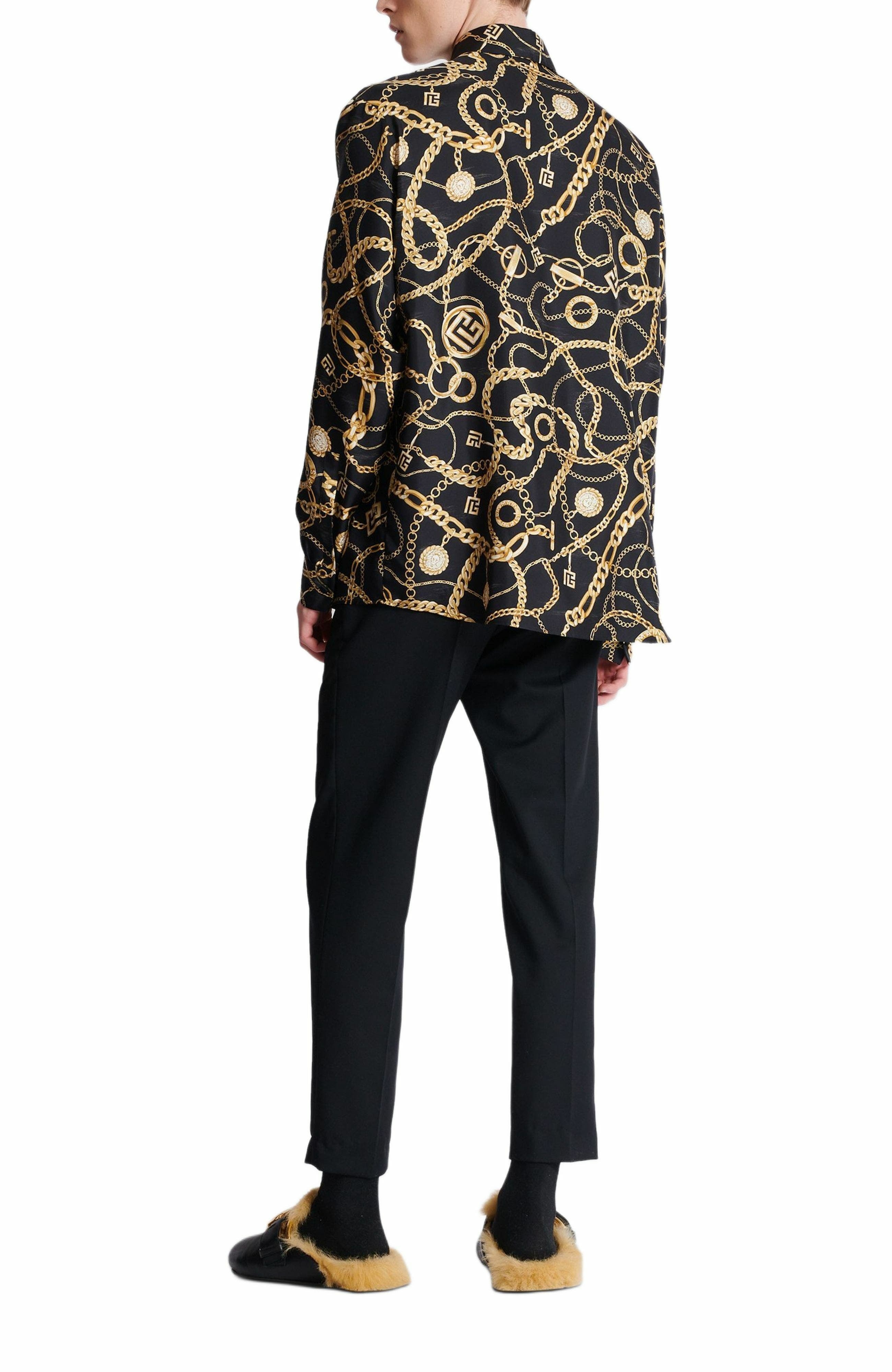 Balmain Printed silk shirt with Chaînes pattern in Multicolor at Nordstrom - 4