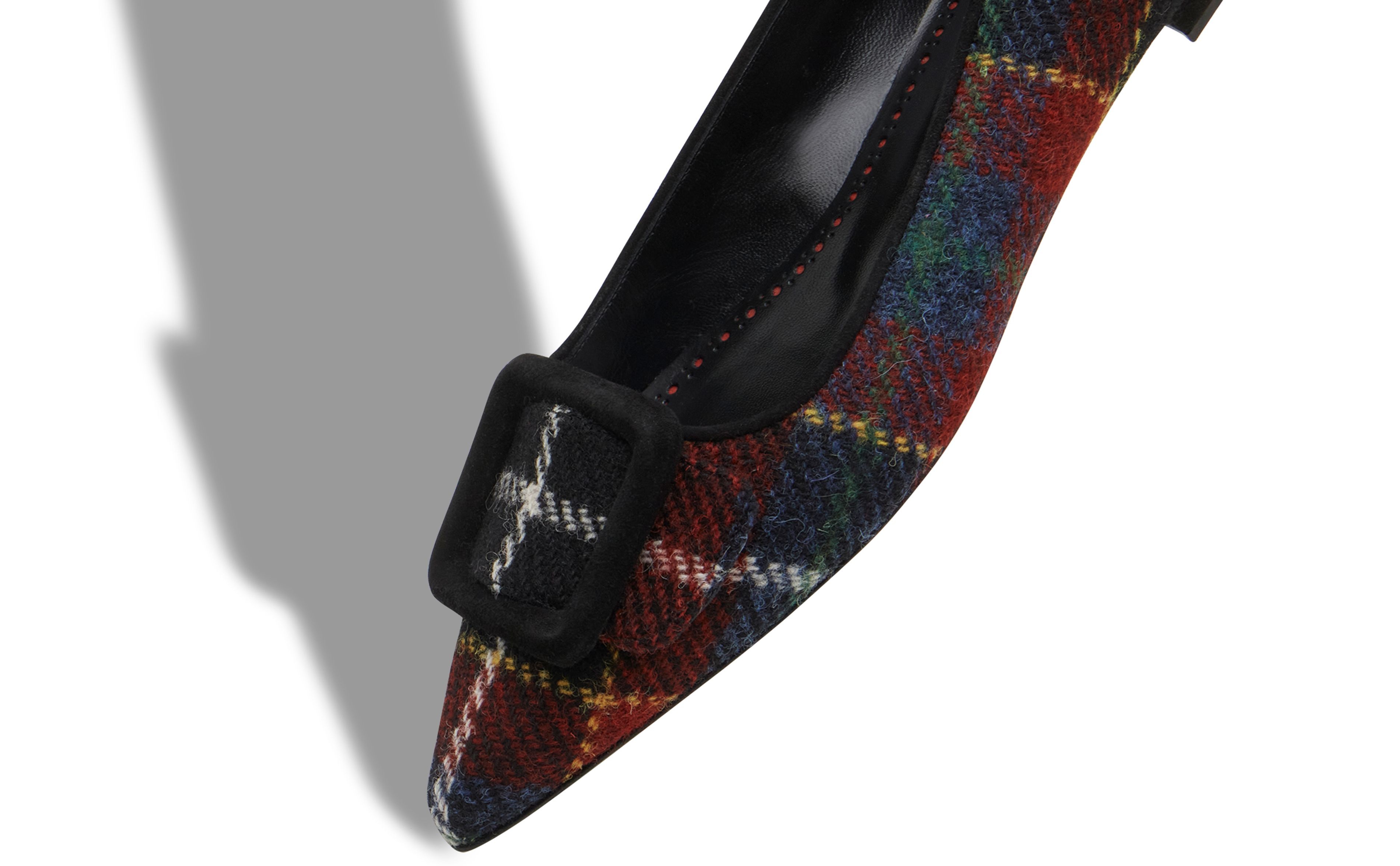 Tartan Wool Buckle Detail Flat Shoes - 4