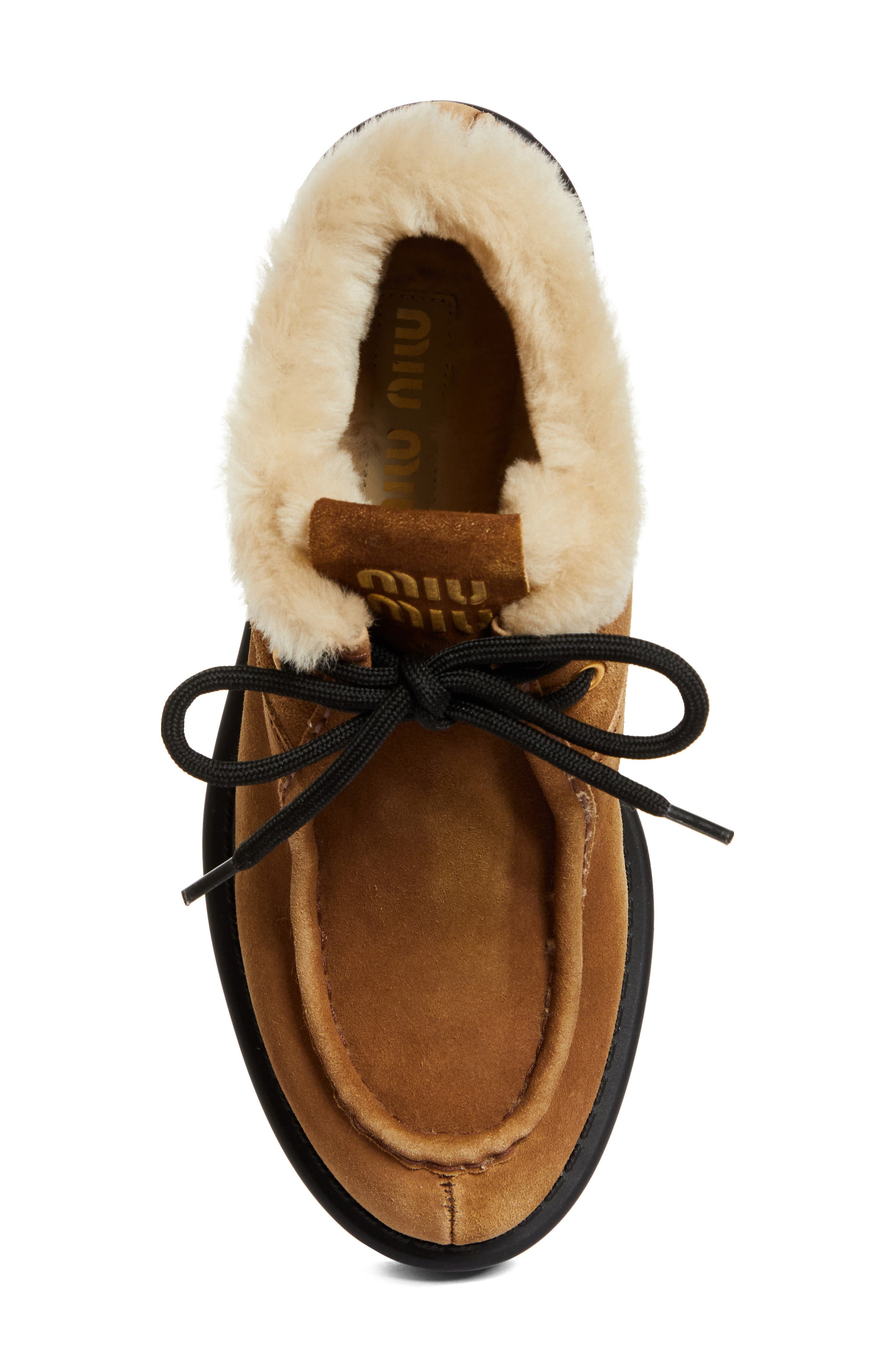 Miu Miu Boyfriend Genuine Shearling Lined Chukka Boot in Cannella at Nordstrom - 5