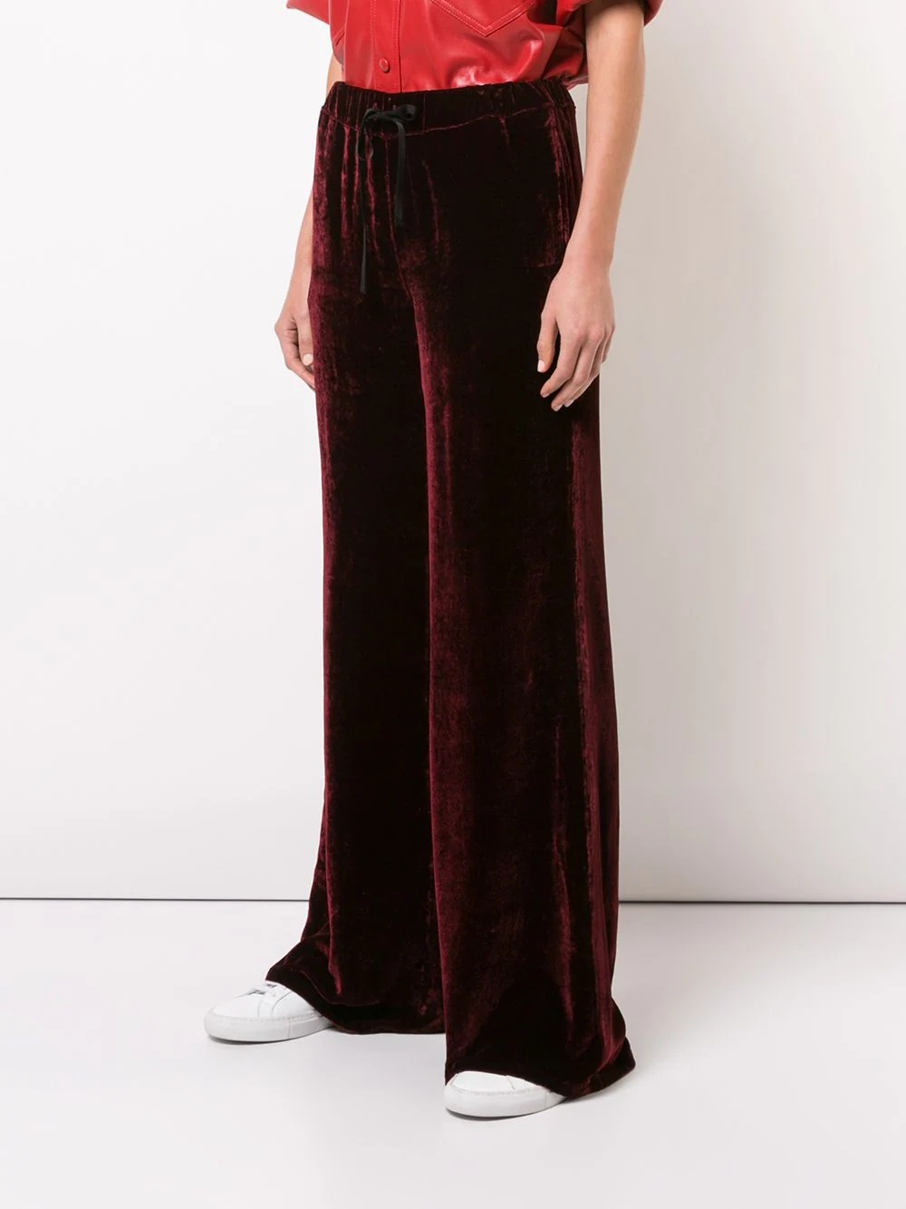 velvet wide leg trousers - 3