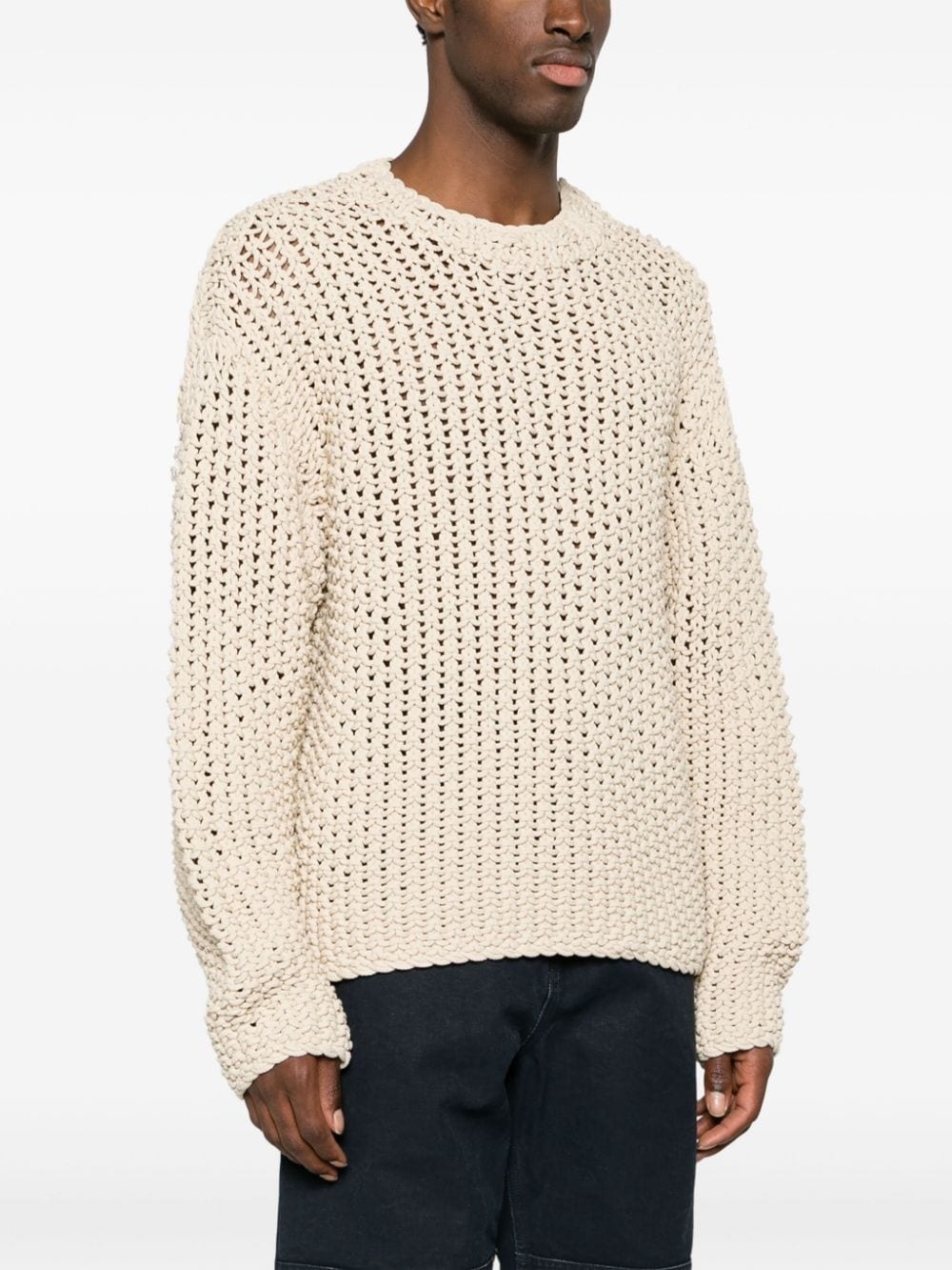 logo-print long-sleeve macramÃ© jumper - 3