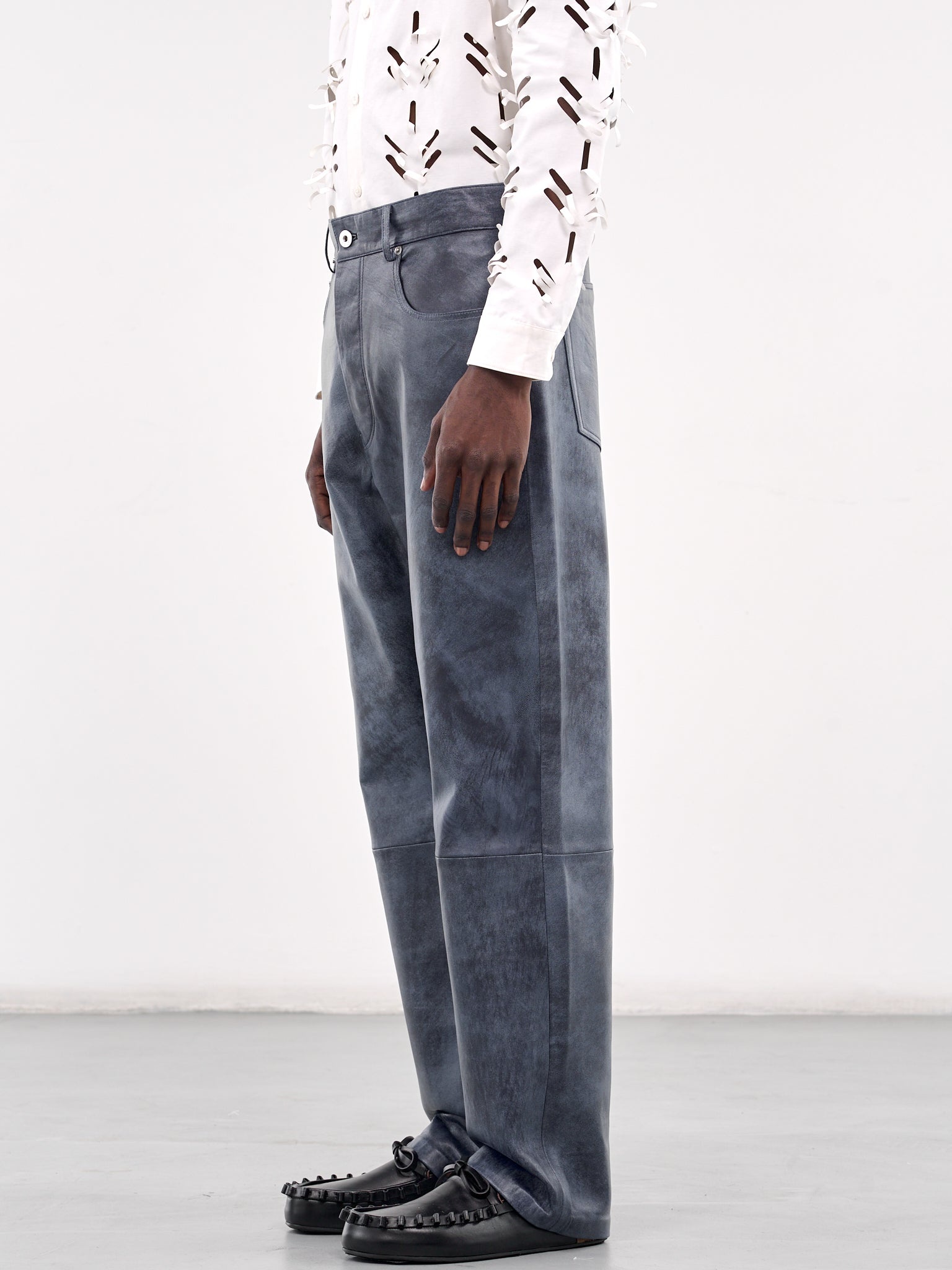 Straight Leg Lamb Leather Trousers - 2