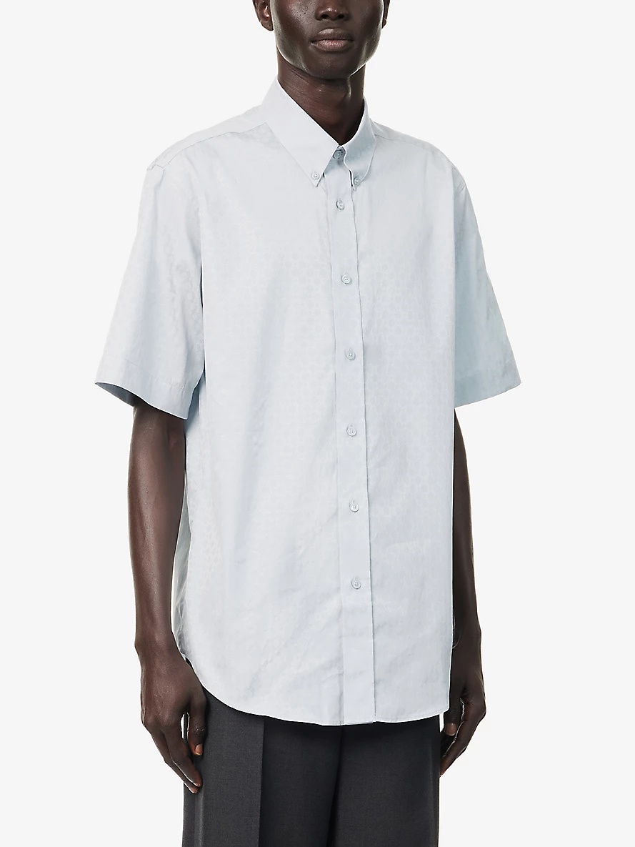 Monogram Short-Sleeves Relaxed-Fit Cotton-Poplin Shirt - 3