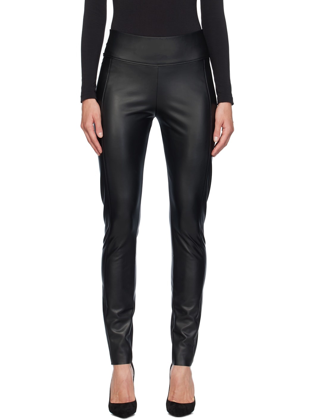 Black Edie Forming Faux-Leather Leggings - 1