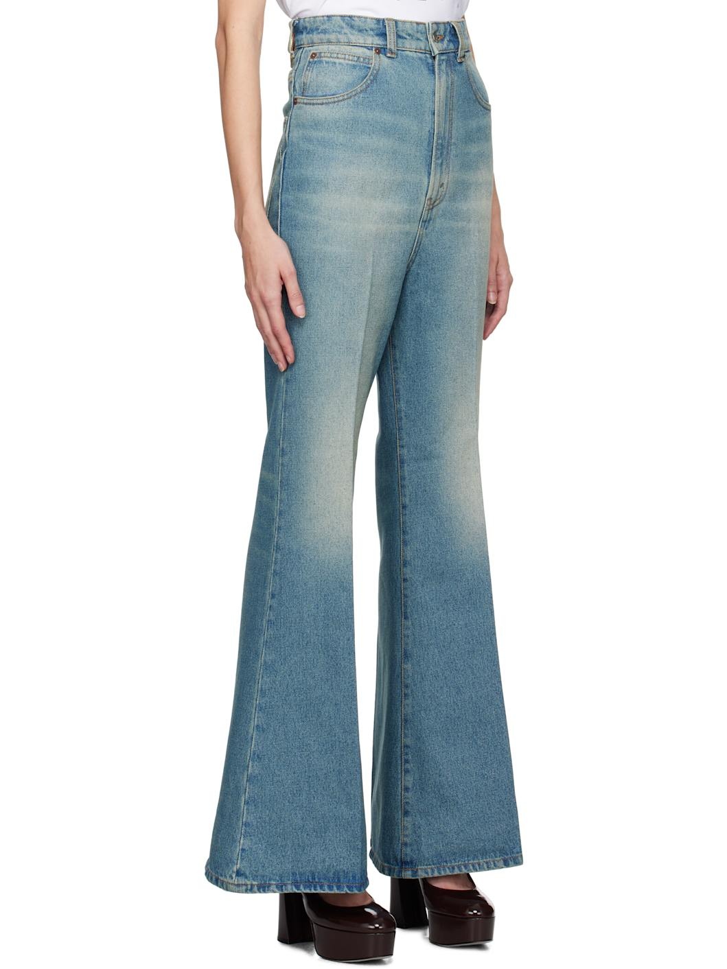 Blue Wide Leg Kick Jeans - 2