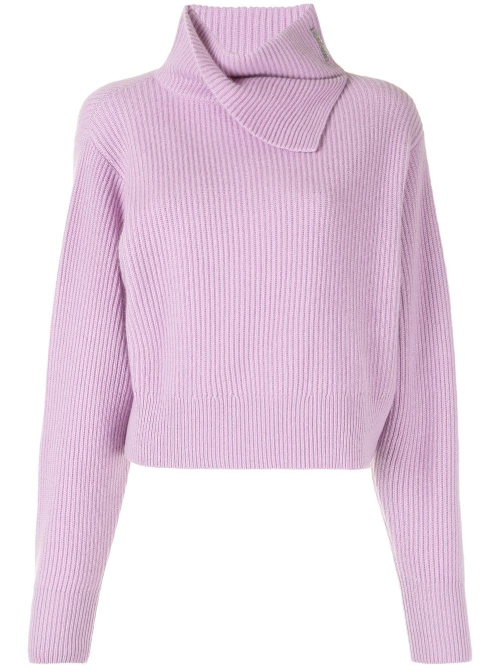 foldover neck cashmere jumper - 1