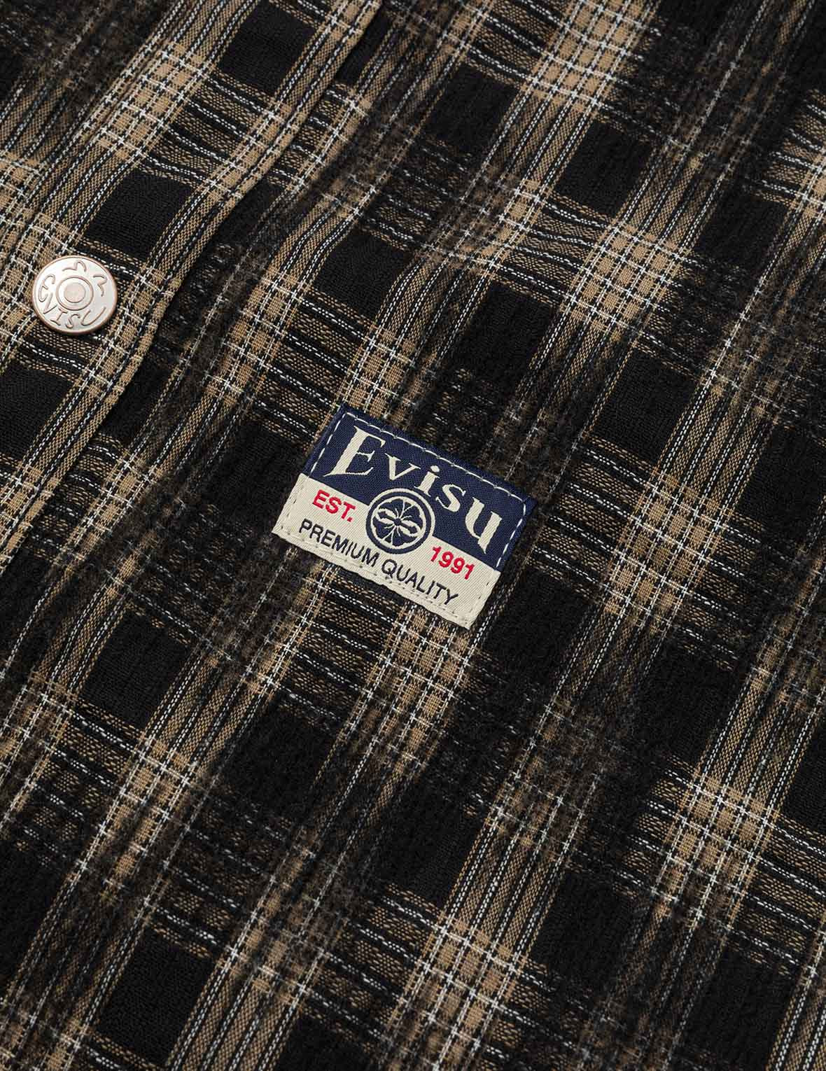 Seagull Embroidery Relax Fit Hooded Checked Shirt Jacket - 8