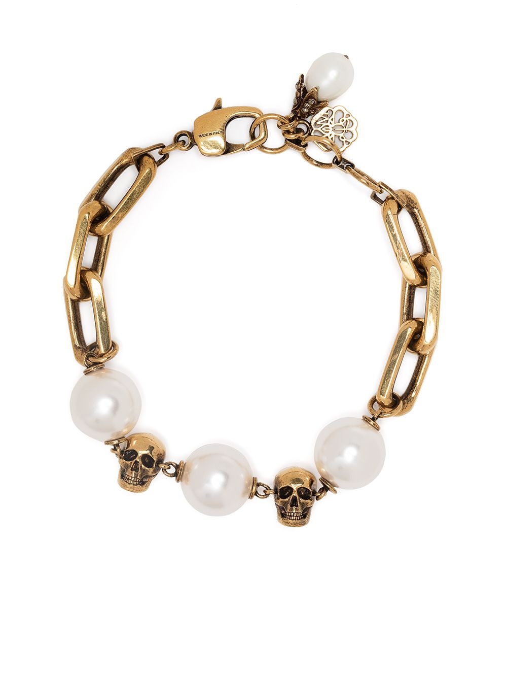 pearl-embellished skull bracelet - 1