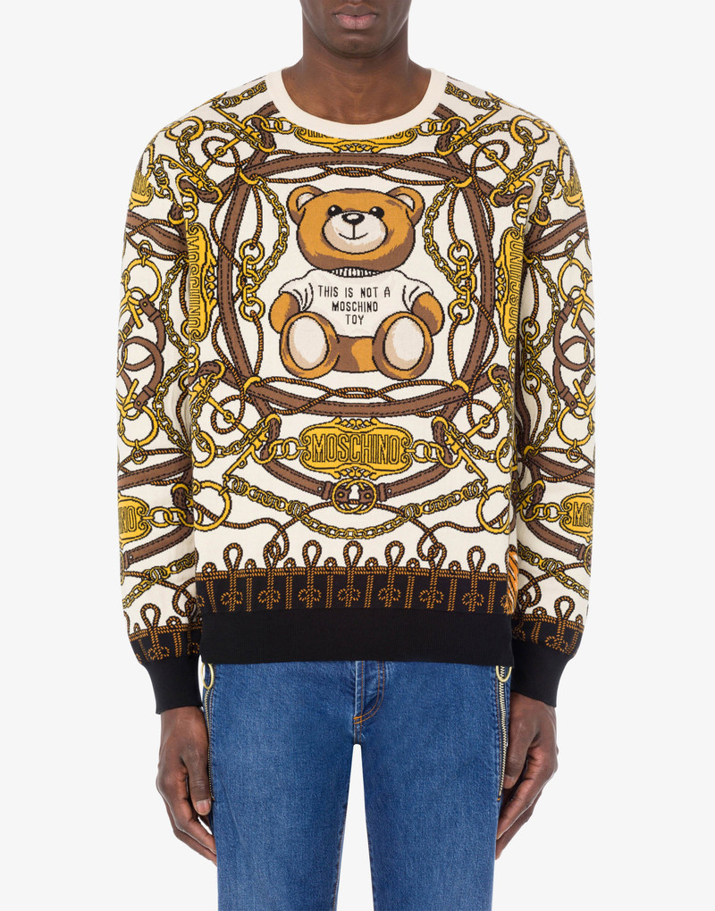 Moschino MILITARY TEDDY SCARF-INLAY JUMPER outlook