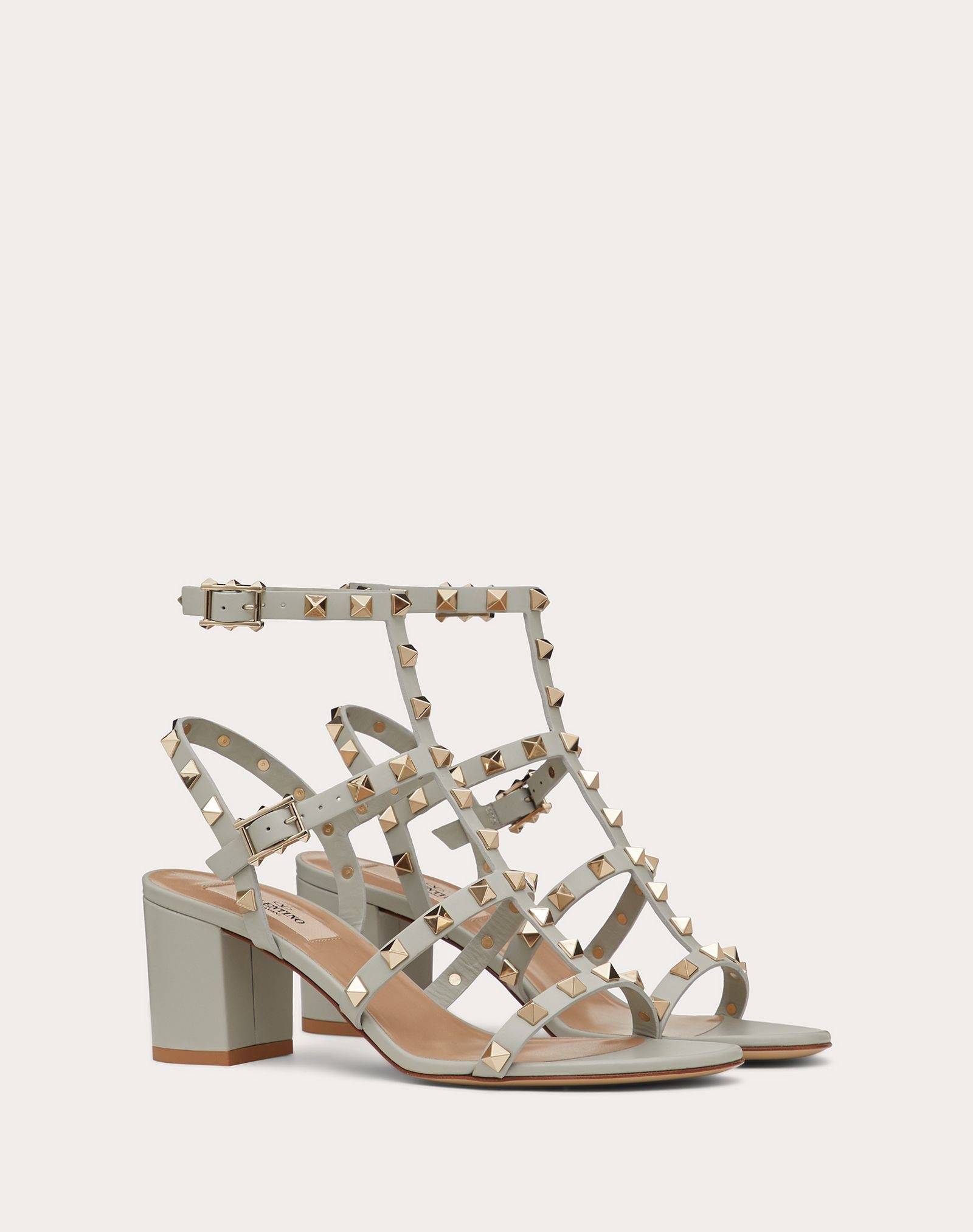 Rockstud Calfskin Ankle Strap Sandal 60 mm - 2