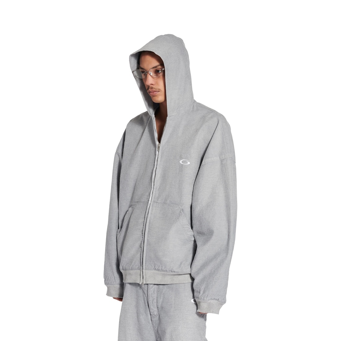 Men's Trompe L'œil Hoodie in Heather Grey - 5