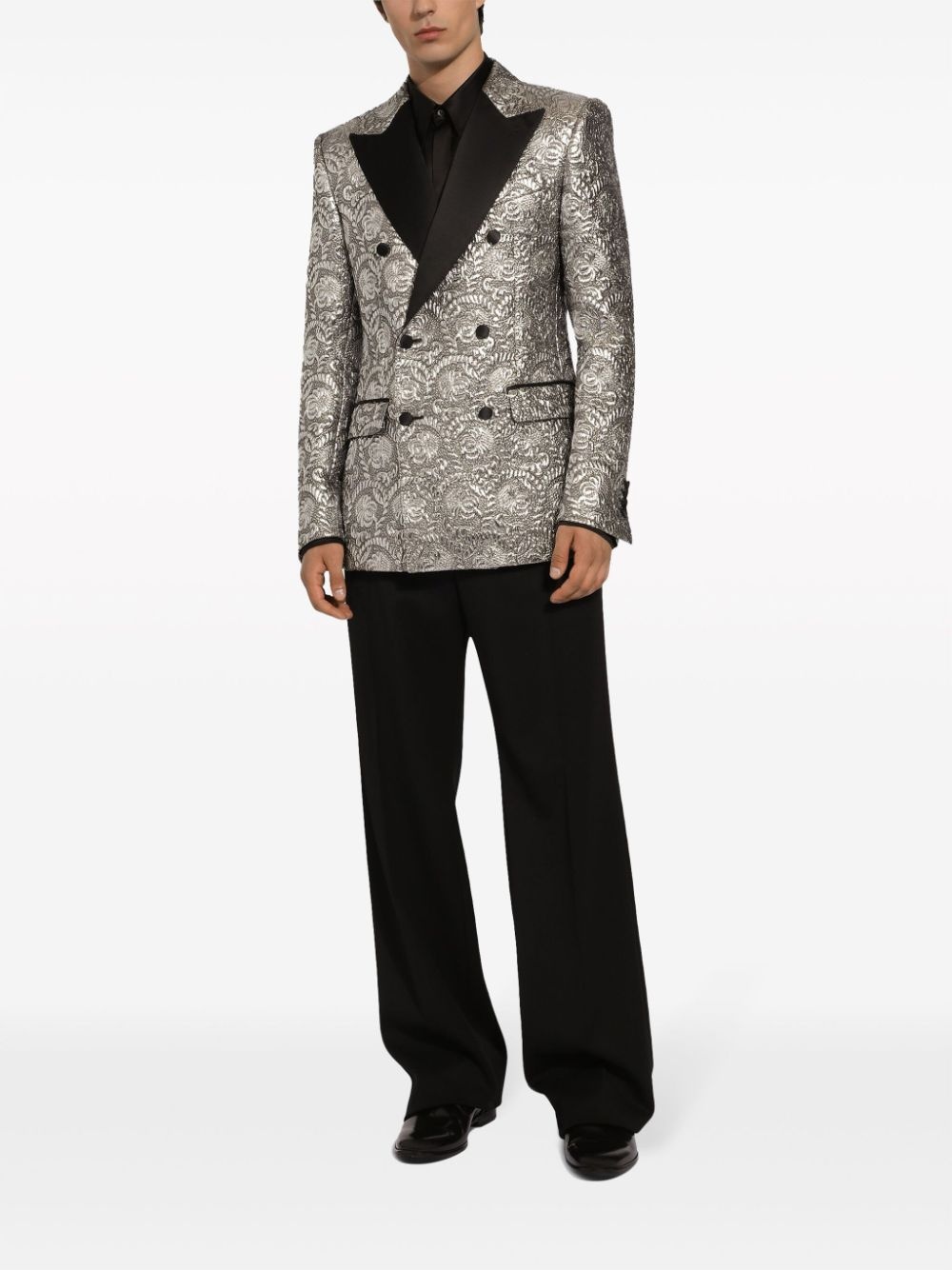 satin-lapel jacquard tuxedo jacket - 2