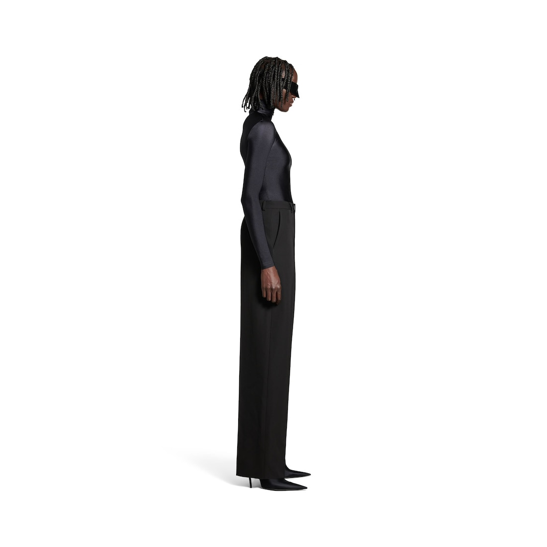 Women's Baggy Tailored Pants in Black - 3