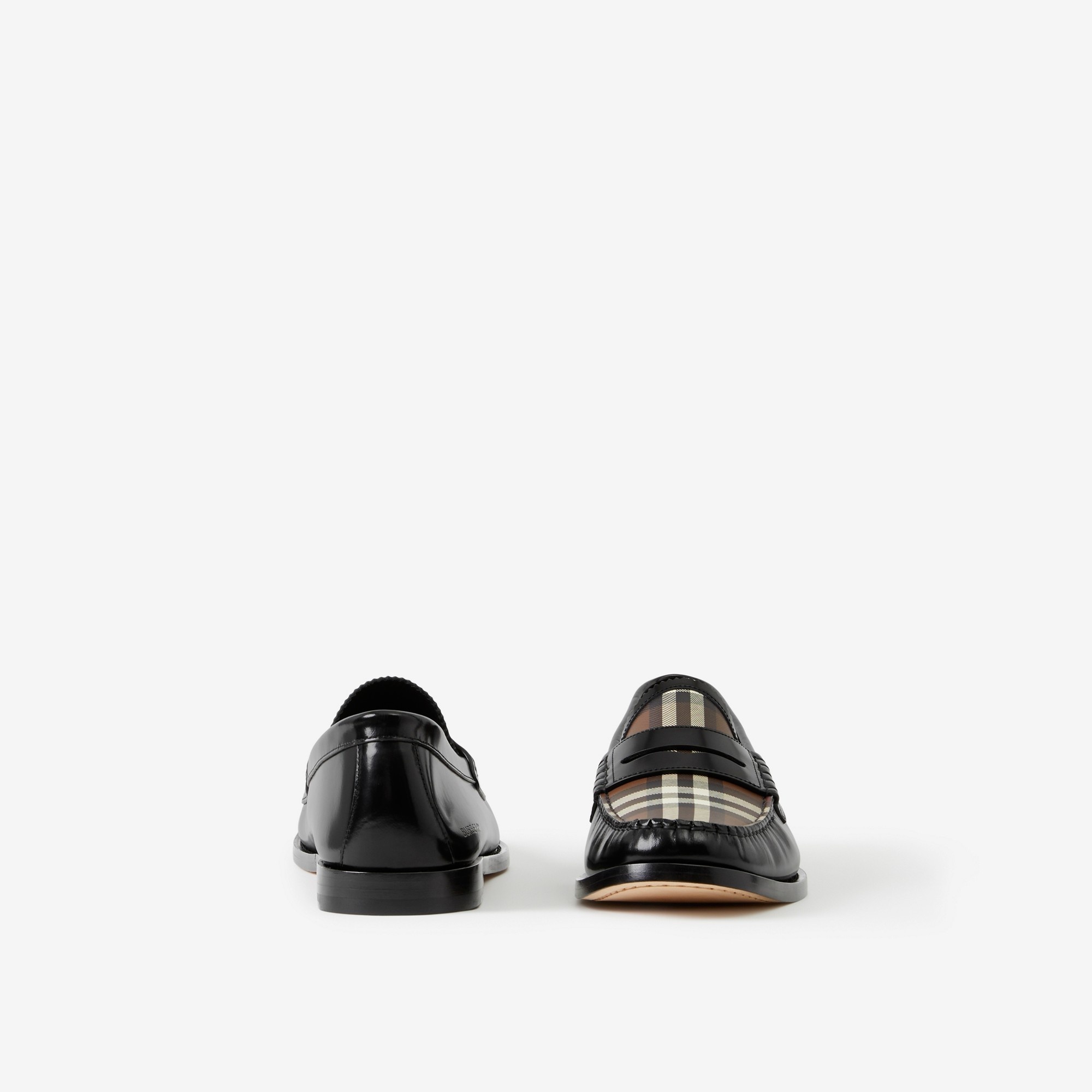 Check Panel Leather Loafers - 4