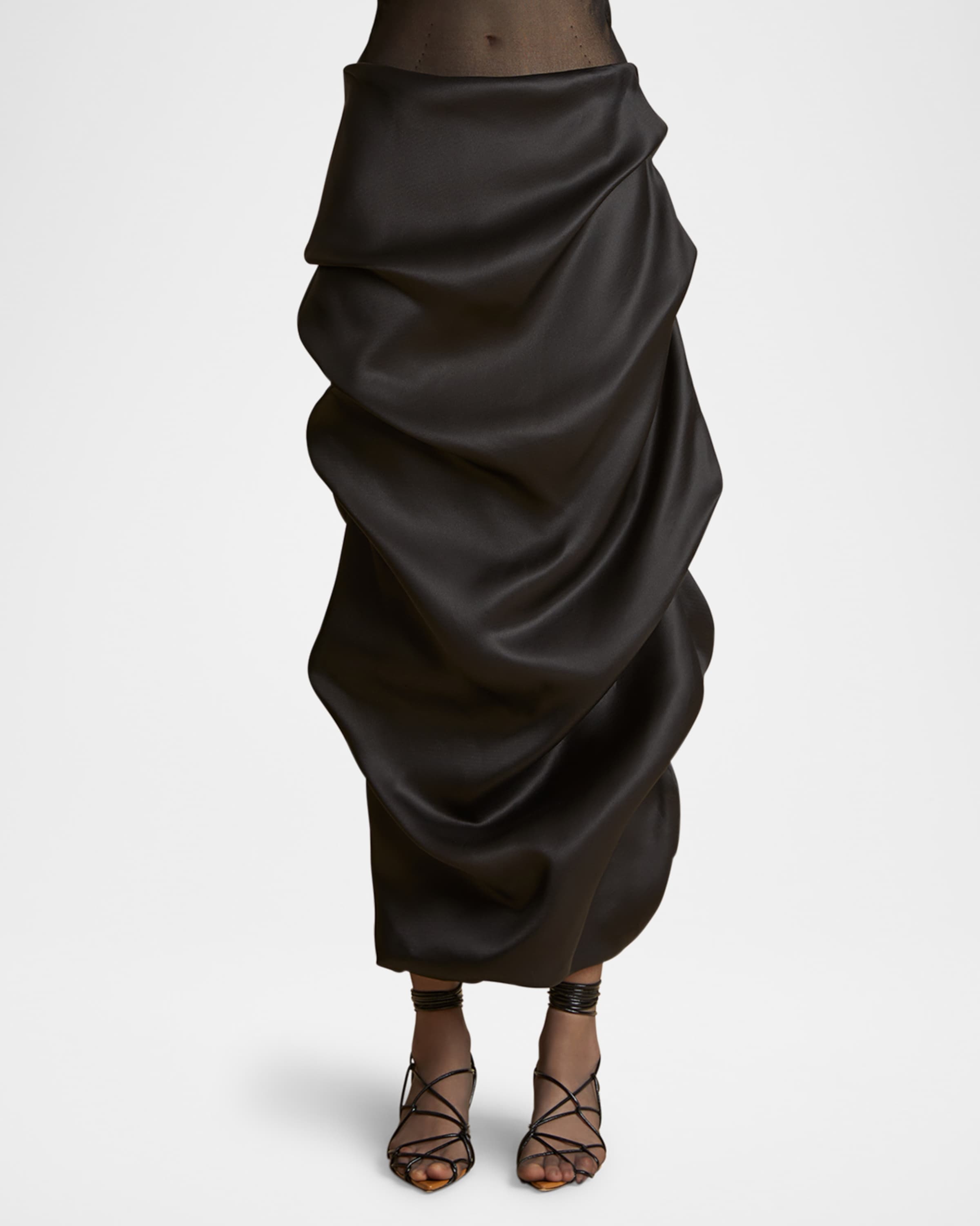 Olula Draped Silk Maxi Skirt - 2