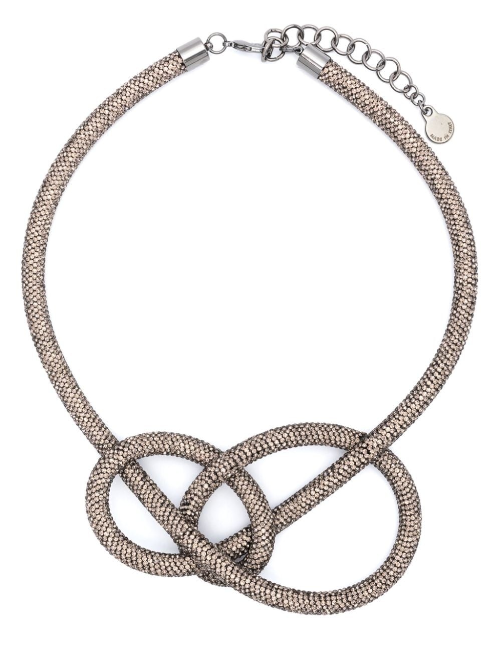 crystal-embellished knot-detailing necklace - 1