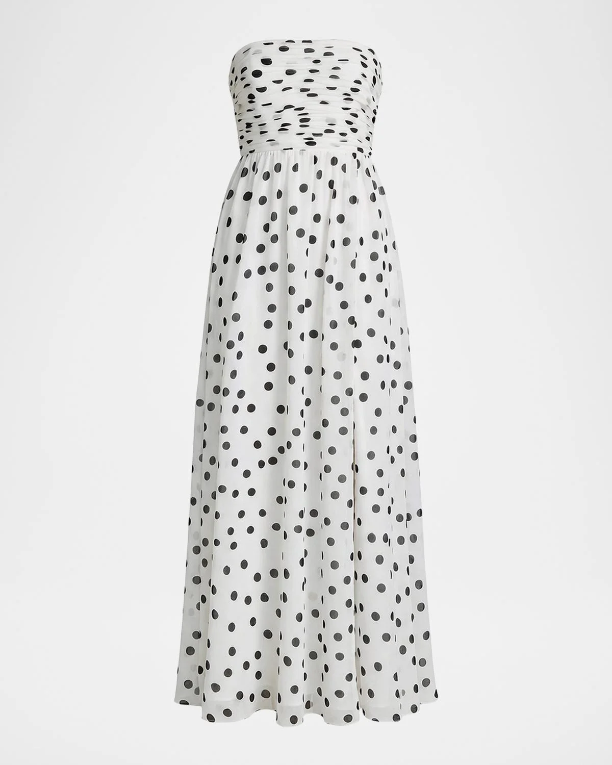 Strapless Polka Dot A-Line Gown - 1