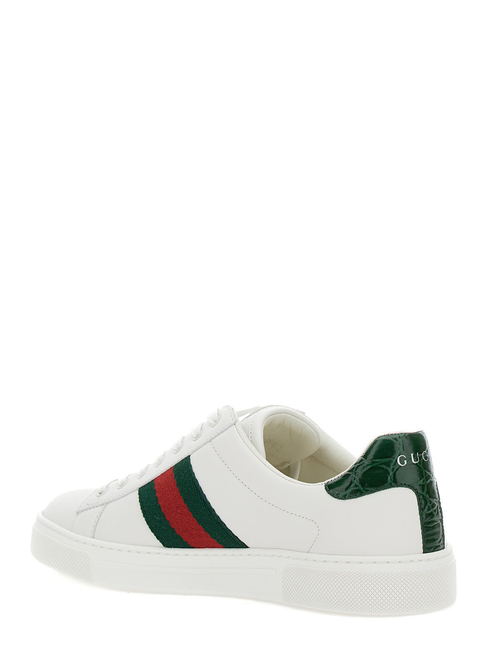 Gucci Women 'Ace' White Low Top Sneakers With Web Detail In Leather Woman - 3