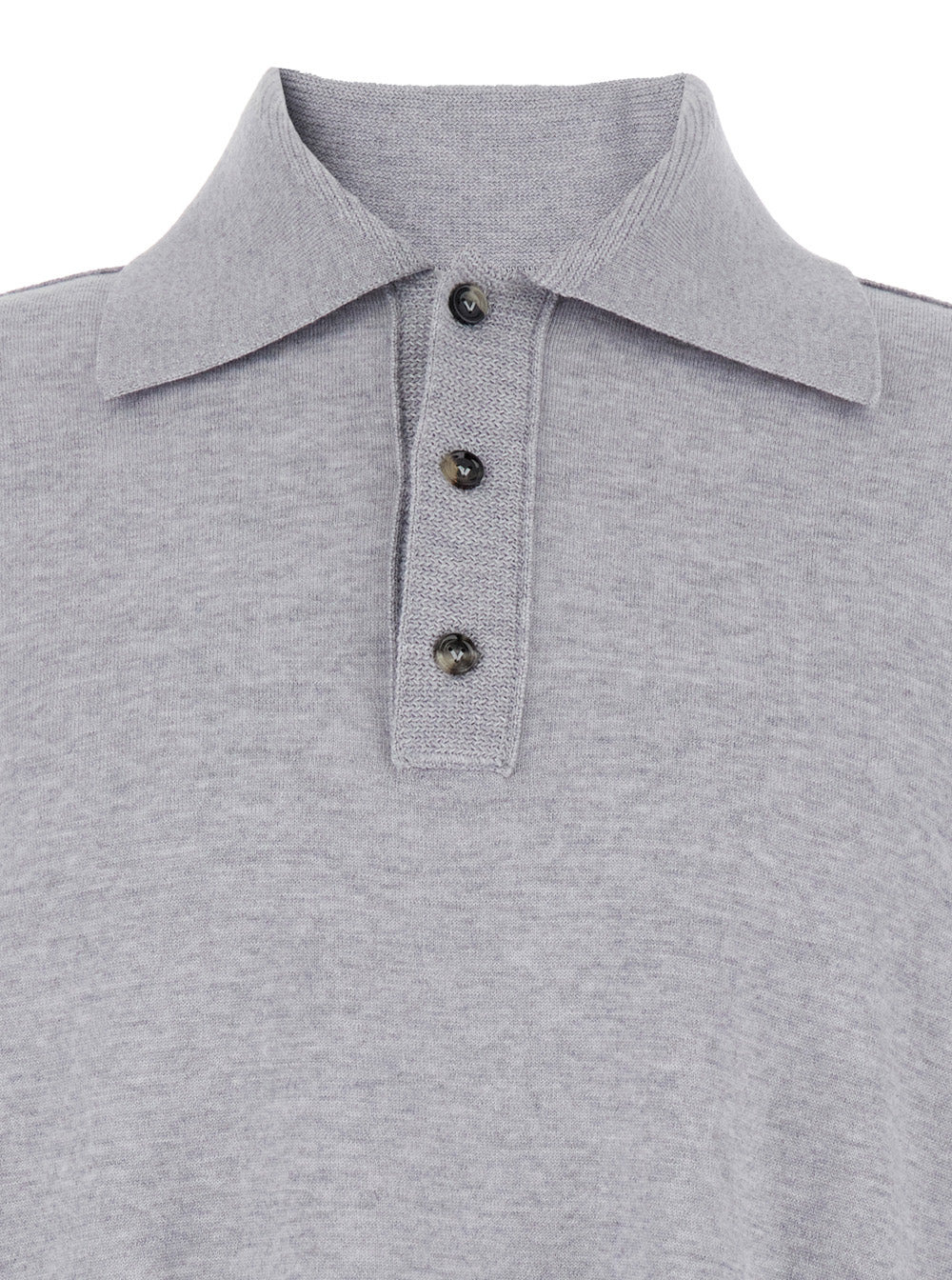 Bottega Veneta Men Grey Polo Shirt With Classic Collar And Front Button Closure In Wool Man - 3
