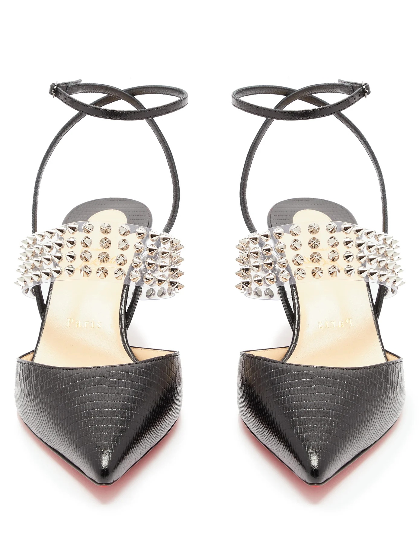 Levita 55 studded lizard-effect leather pumps - 5