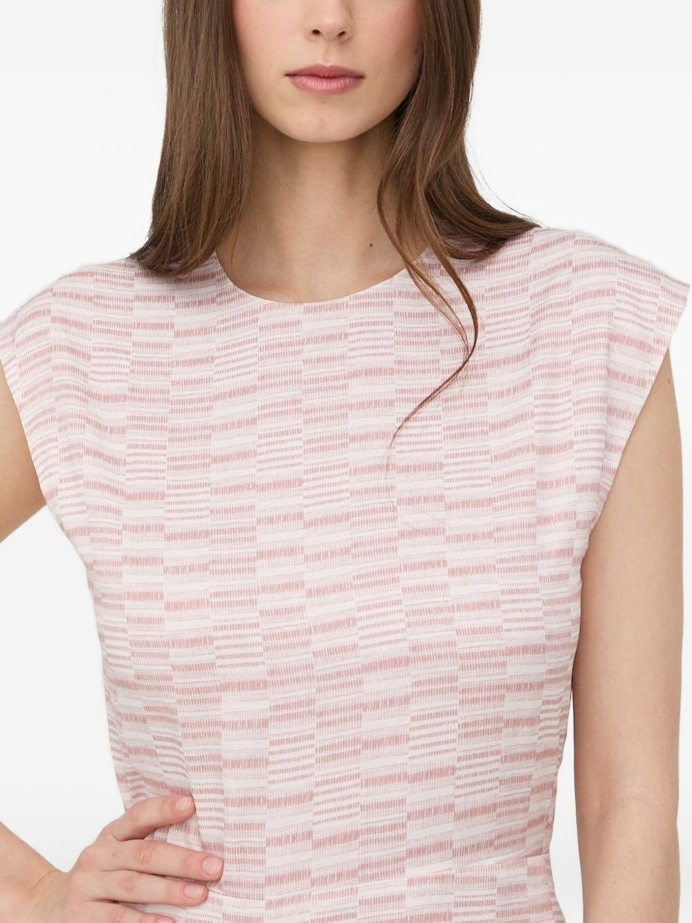 geometric-pattern asymmetric-hem dress - 3