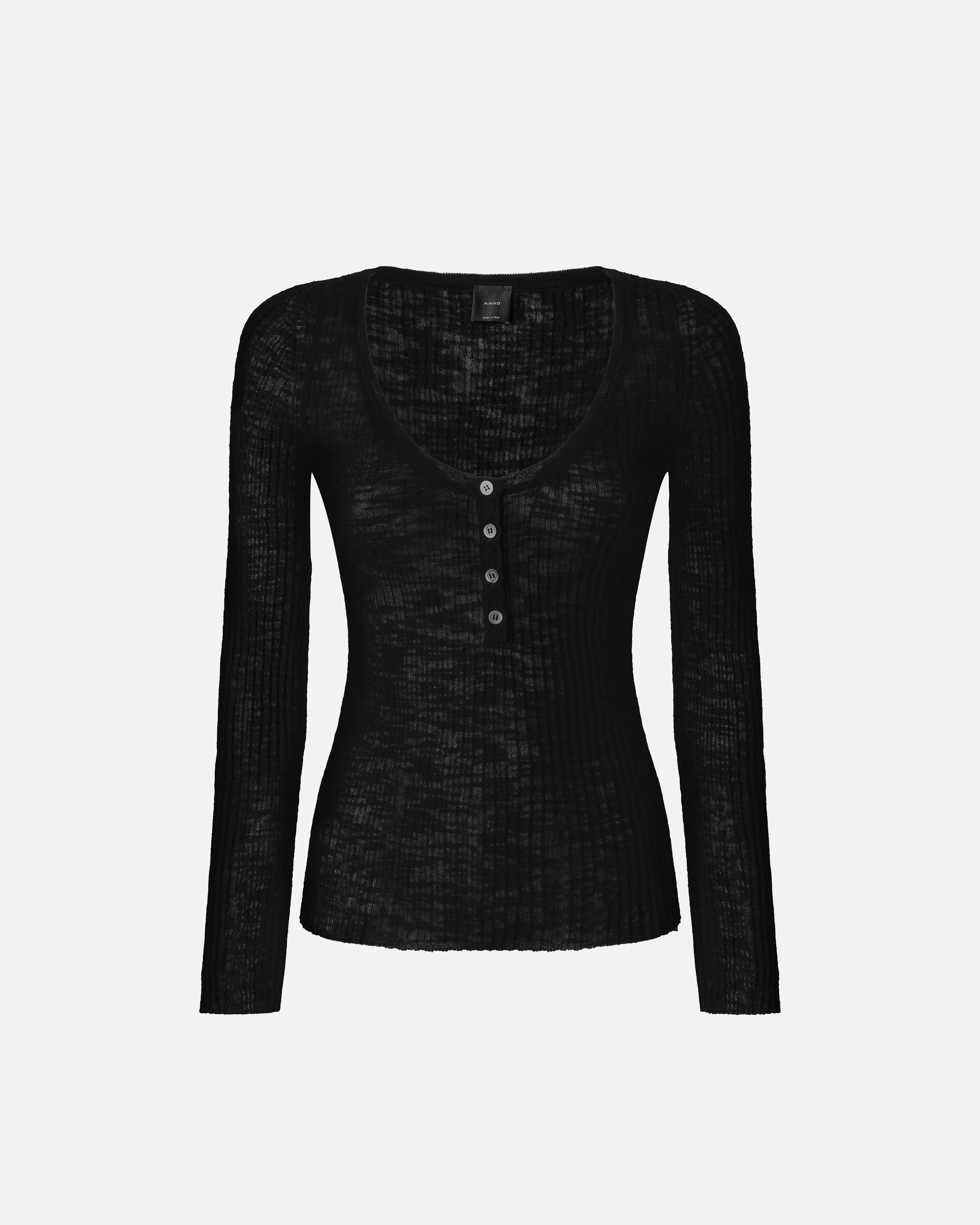 LIGHTWEIGHT RIBBED COTTON HENLEY SWEATER - 1