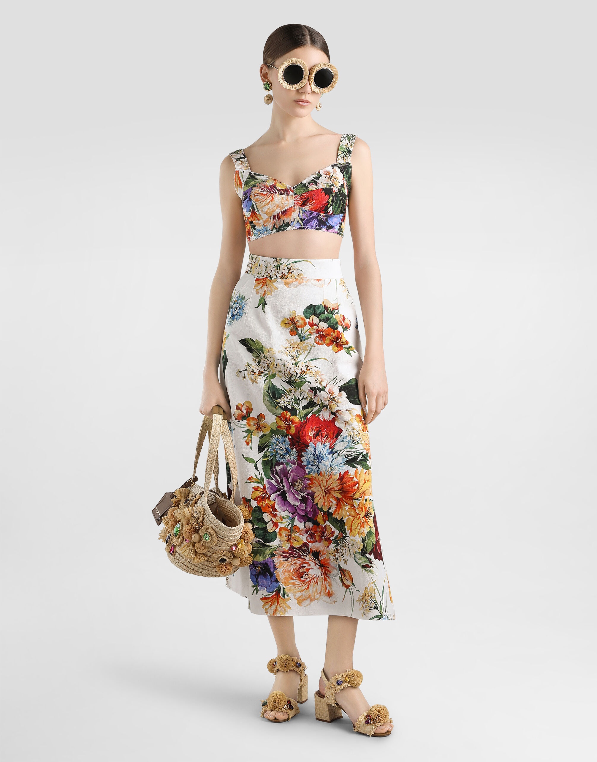 Flower bouquet-print skirt - 4