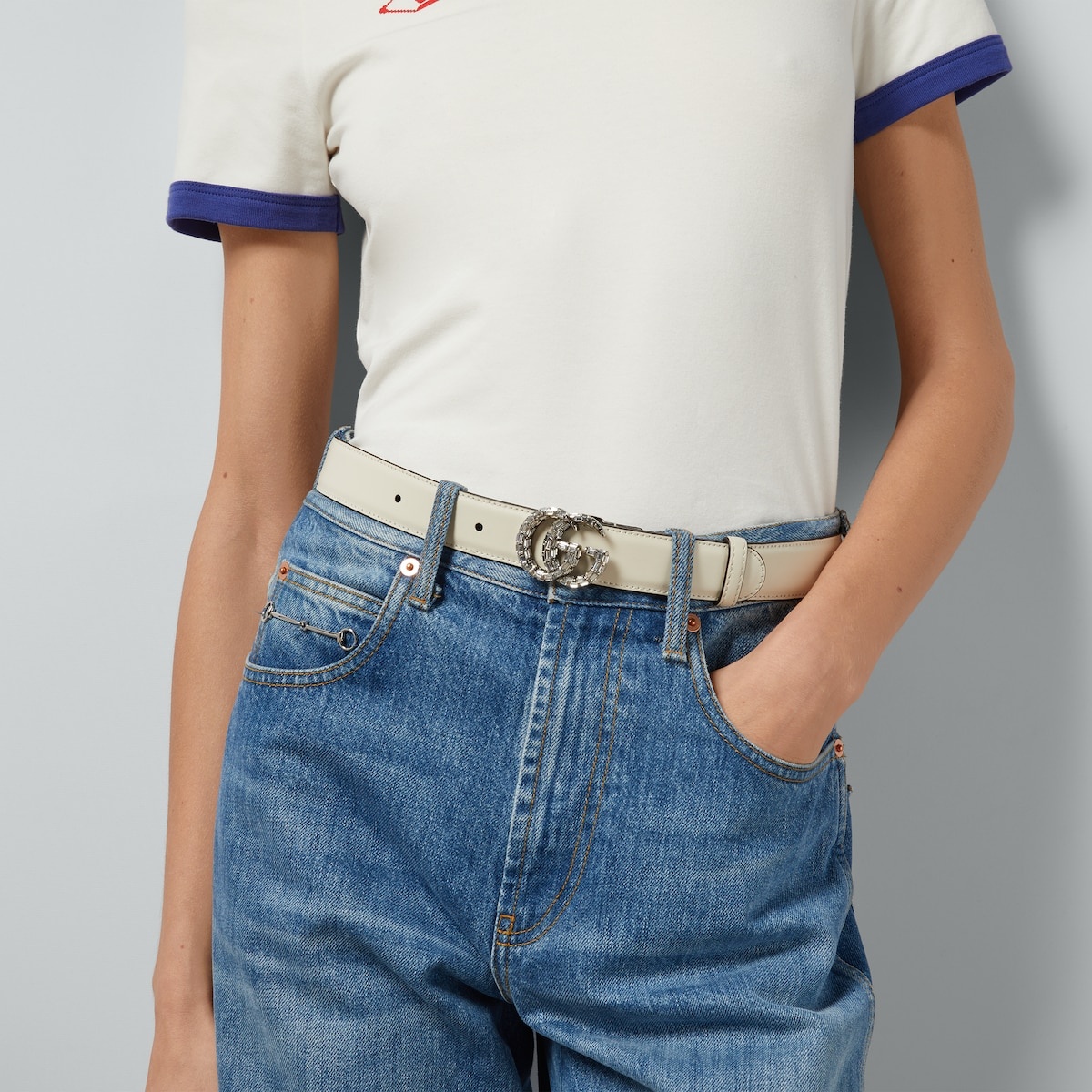 GG Marmont thin belt with crystals - 3