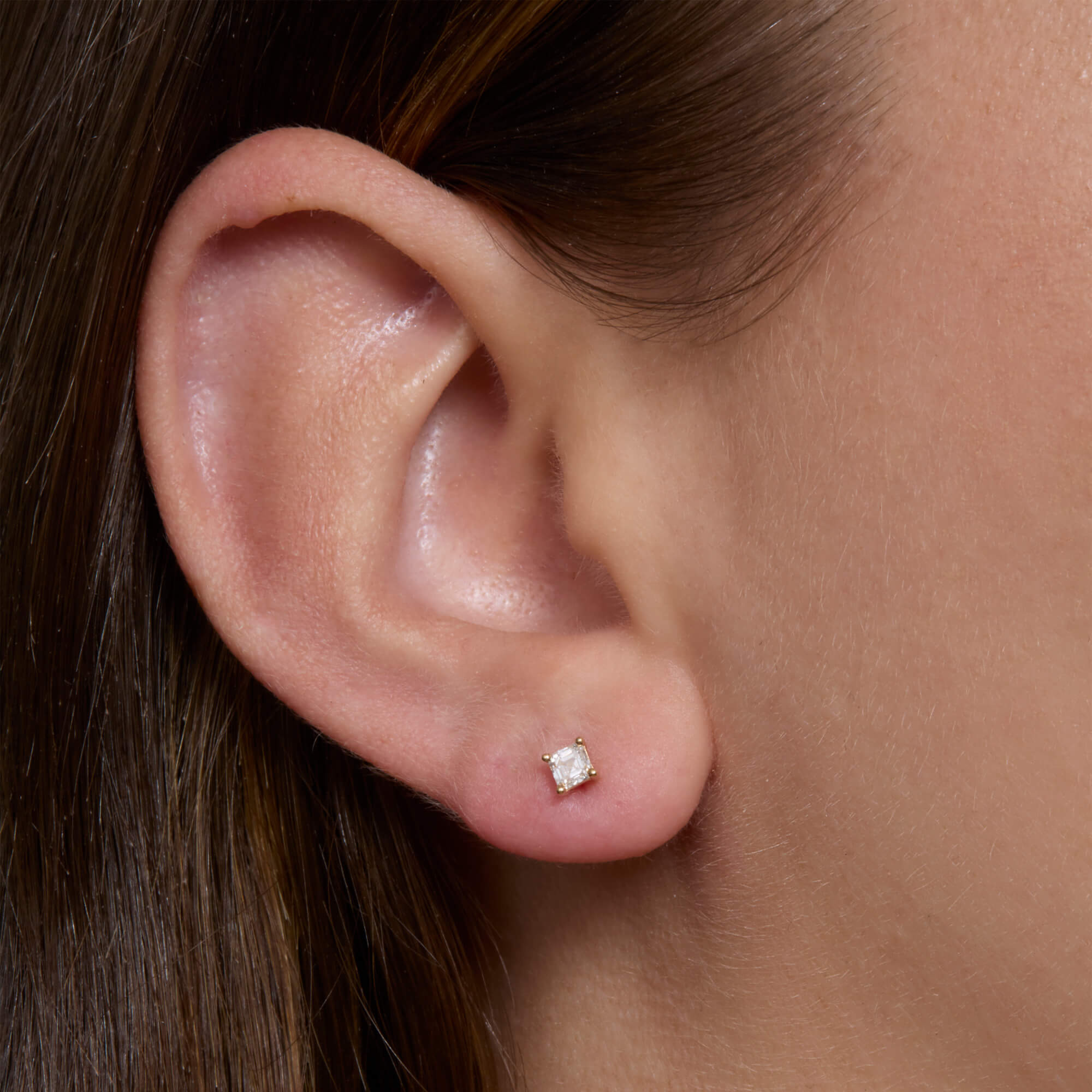 LAB-Created Asscher Luster Stud - 2