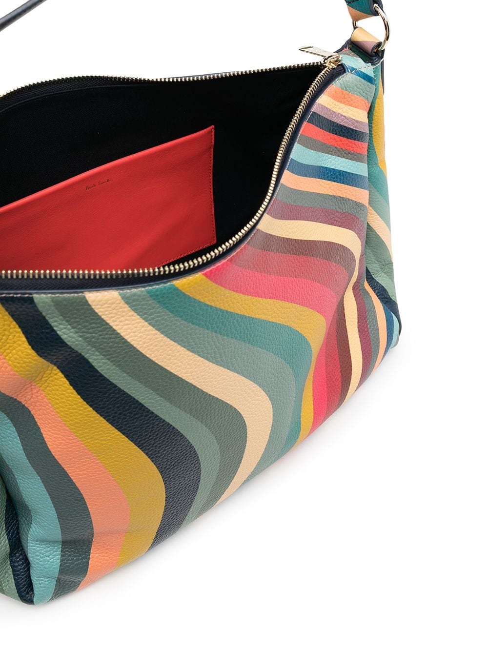 stripe-print leather shoulder bag - 5