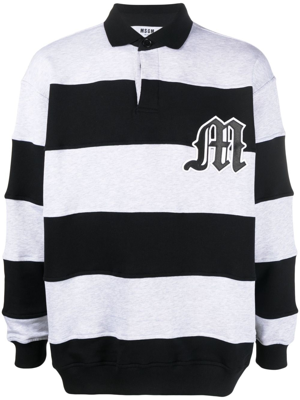 logo-patch striped polo shirt - 1