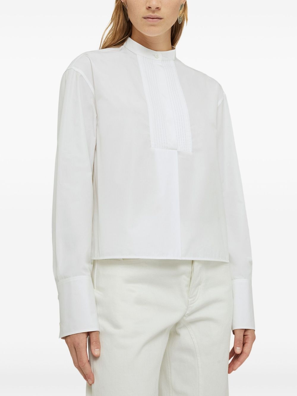 band-collar cotton shirt - 3