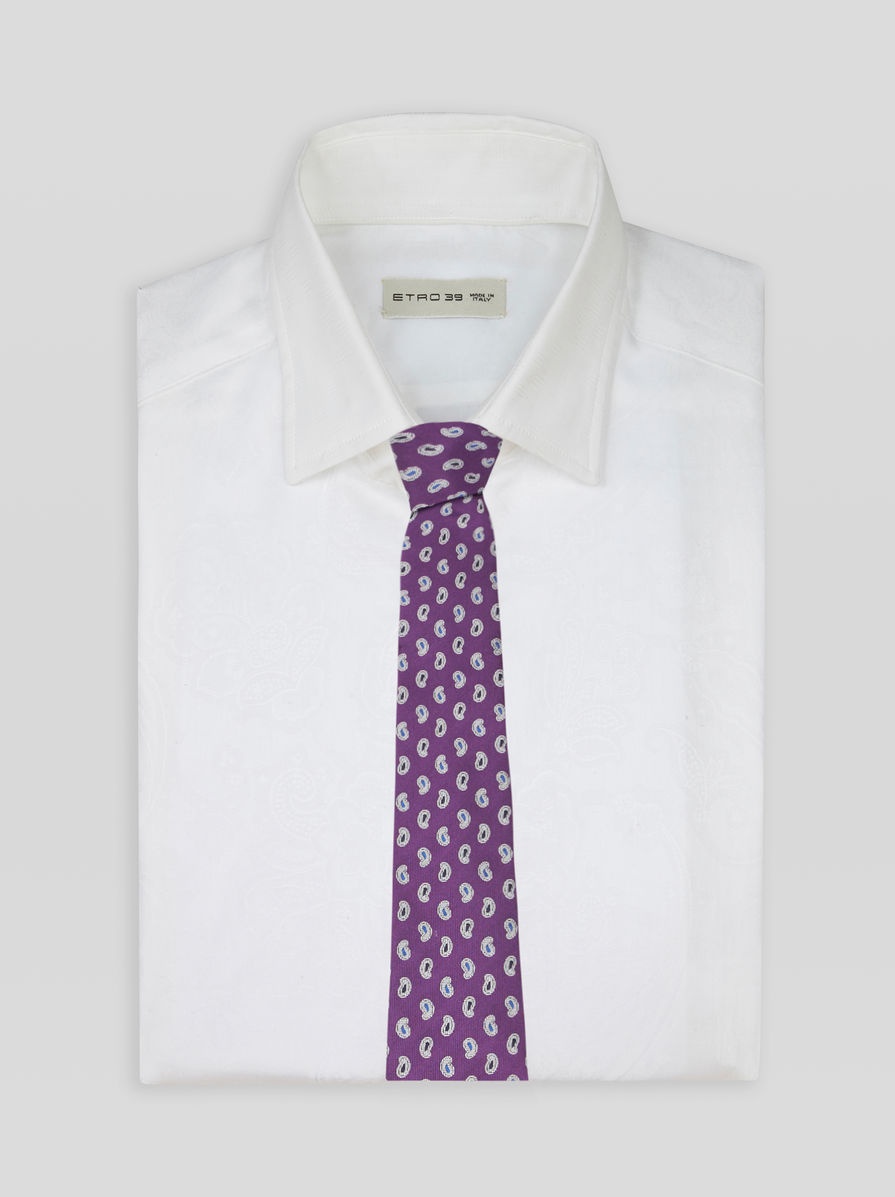 MICRO PAISLEY JACQUARD SILK TIE - 2