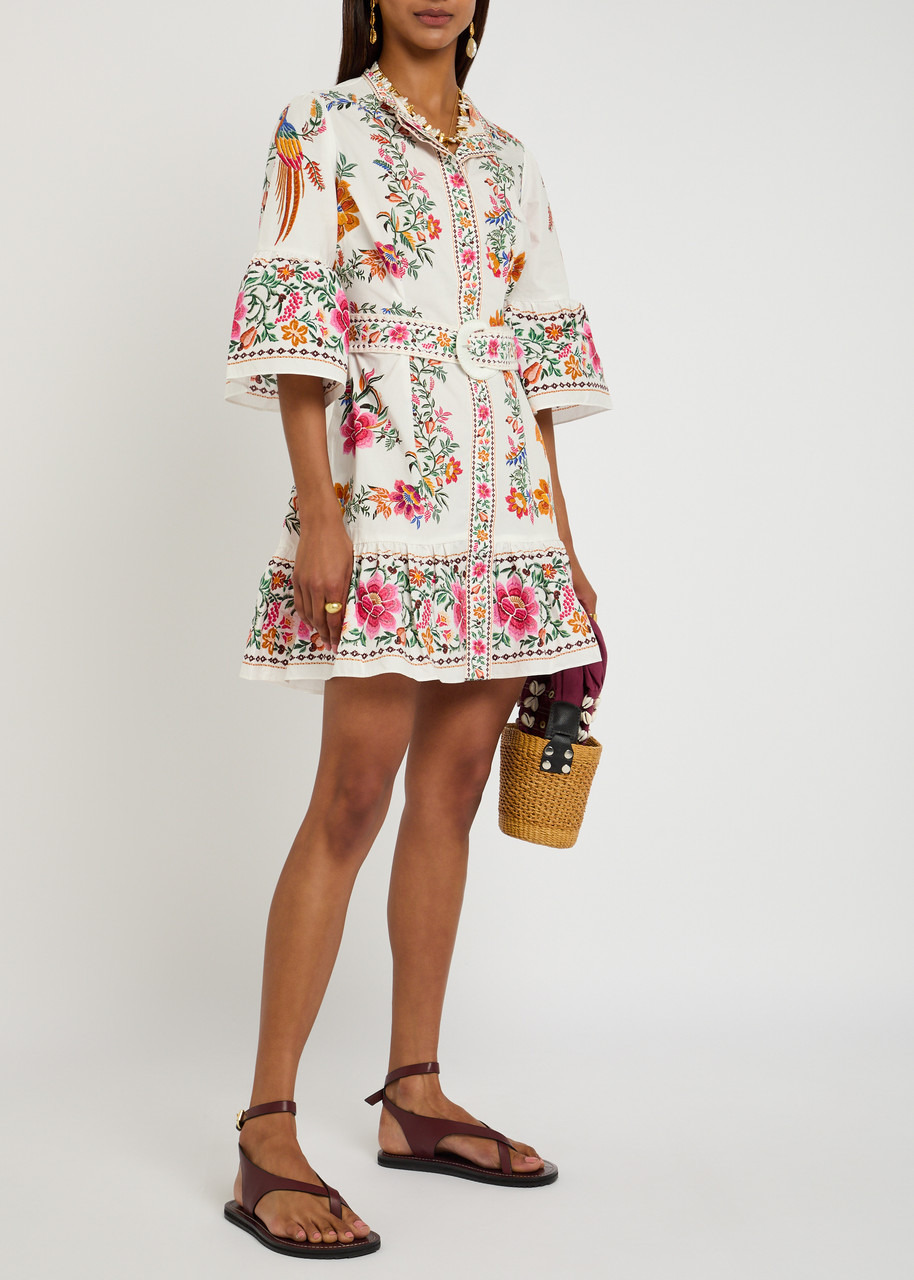 Farm Rio Delicate Forest Printed Cotton Mini Dress - 4