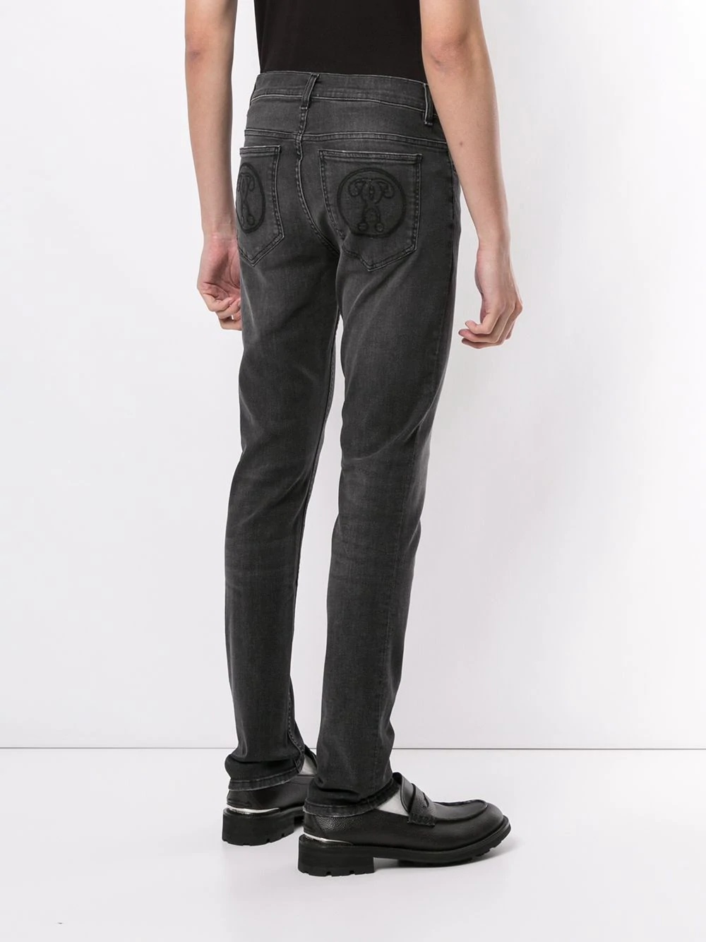 question mark patch slim jeans - 4